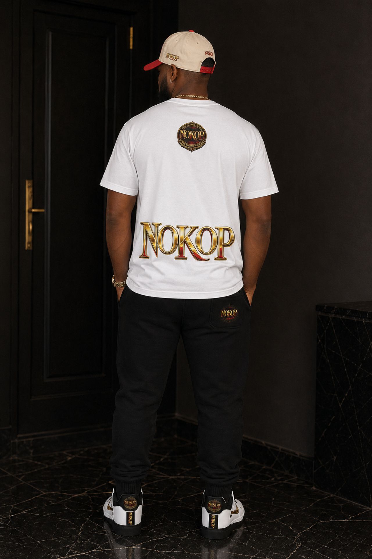Embroidered NOKOP Black Fleece Joggers — Streetwear Graphic Sweatpants product thumbnail image