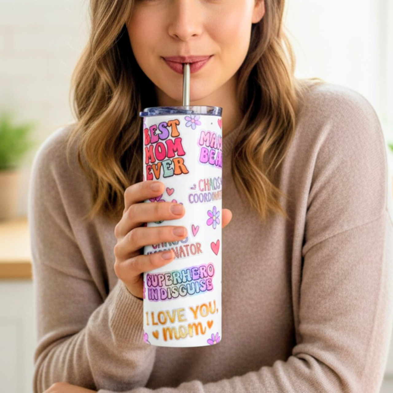 Best Mom Ever 20oz Stainless Steel Tumbler — Floral "Best Mom Ever" & "Chaos Coordinator" Travel Cup product thumbnail image Best Mom Ever 20oz Stainless Steel Tumbler — Floral "Best Mom Ever" & "Chaos Coordinator" Travel Cup product thumbnail image