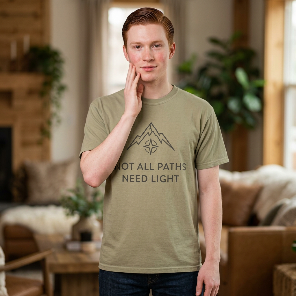 Adventure Tee — "Not All Paths Need Light" Mountain Graphic T-Shirt product thumbnail image