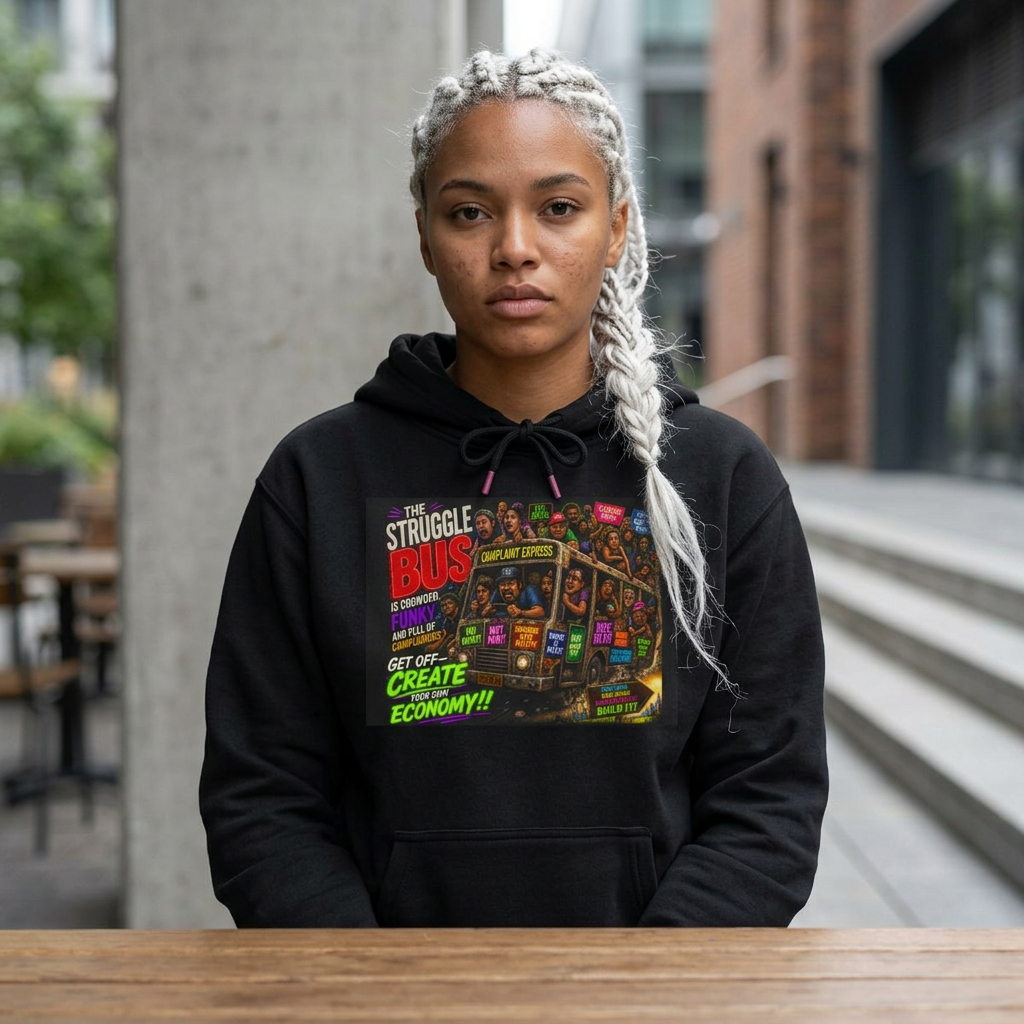 Struggle Bus Hoodie – “Get Off & Create Your Own Economy” | Motivational Streetwear | Bold Mindset Graphic | LifeCoachDesigns.shop product thumbnail image Struggle Bus Hoodie – “Get Off & Create Your Own Economy” | Motivational Streetwear | Bold Mindset Graphic | LifeCoachDesigns.shop product thumbnail image