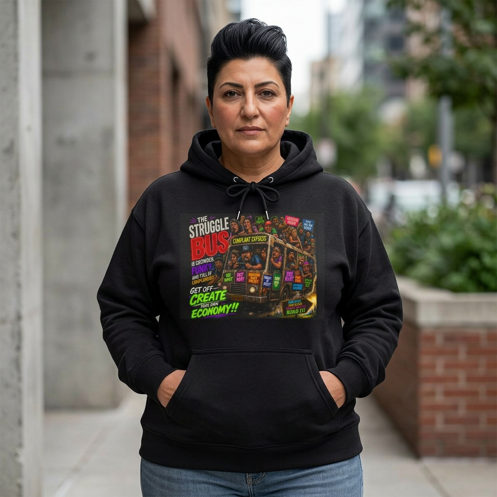 Struggle Bus Hoodie – “Get Off &amp; Create Your Own Economy” | Motivational Streetwear | Bold Mindset Graphic | LifeCoachDesigns.shop product thumbnail image