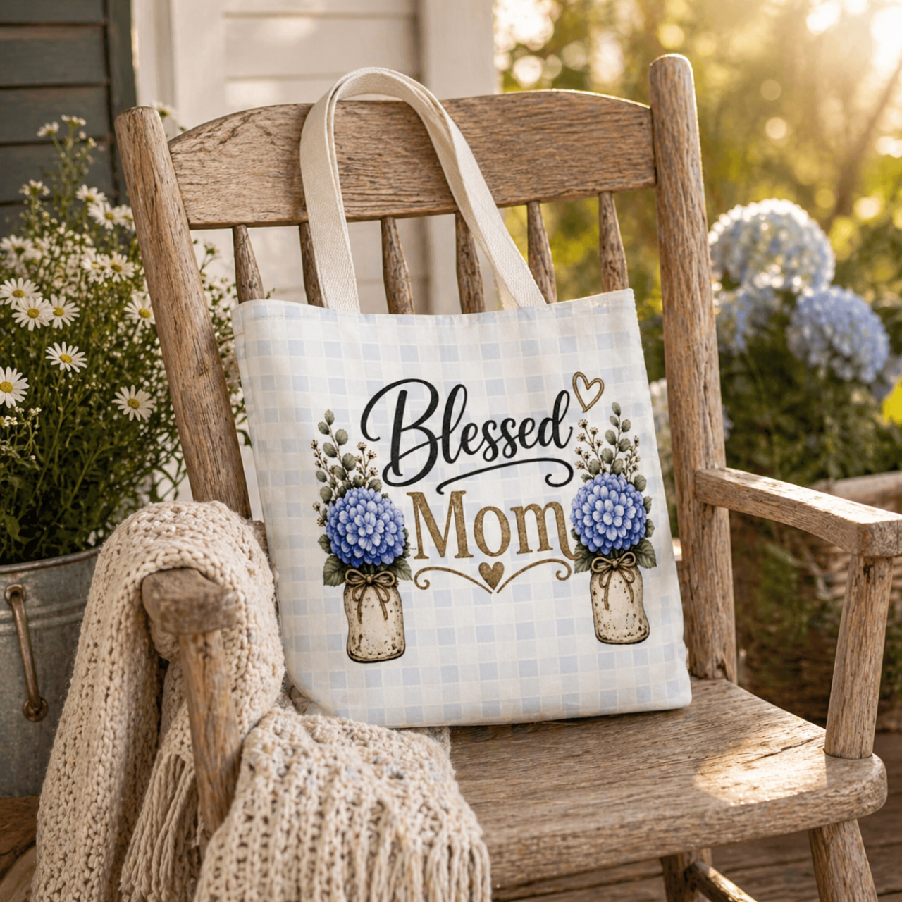 Blessed Mom Hydrangea Mason Jar Tote Bag  | Floral Faith Gift for Mom product thumbnail image