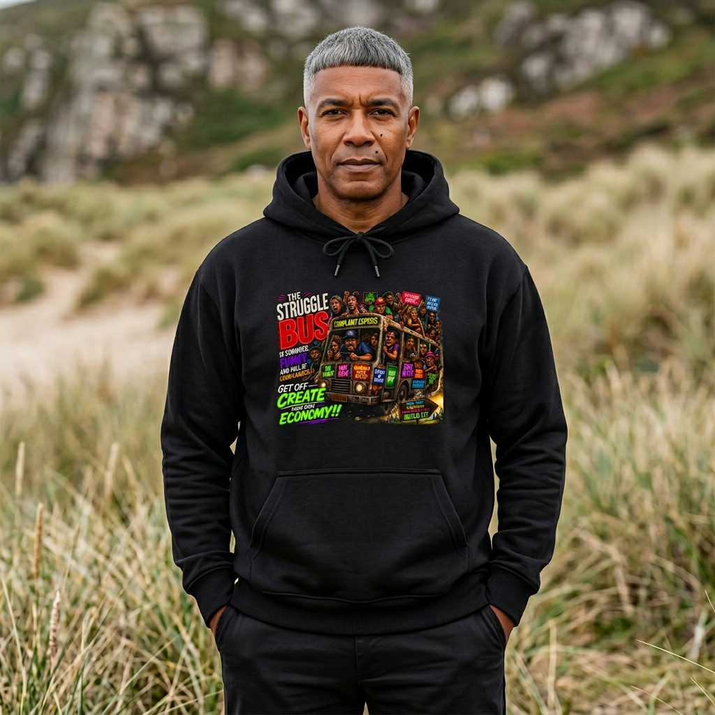 Struggle Bus Hoodie – “Get Off &amp; Create Your Own Economy” | Motivational Streetwear | Bold Mindset Graphic | LifeCoachDesigns.shop product thumbnail image