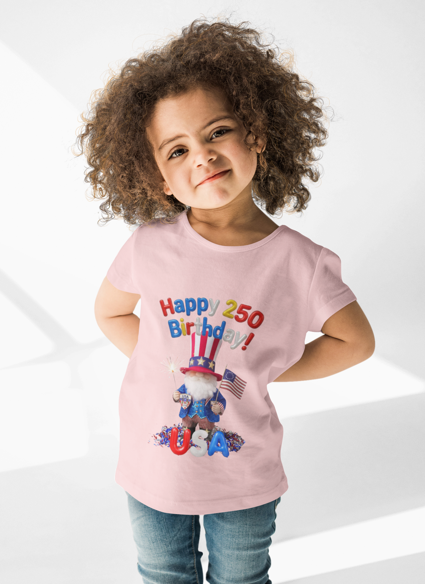 Youth Tee — "Happy 250 Birthday!" Patriotic USA 4th of July Shirt with Yankee Doodle Lyrics product thumbnail image