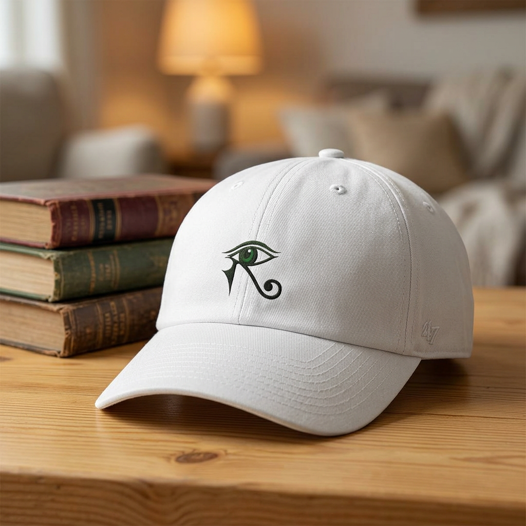 Eye of Horus Hat — White with green emblem