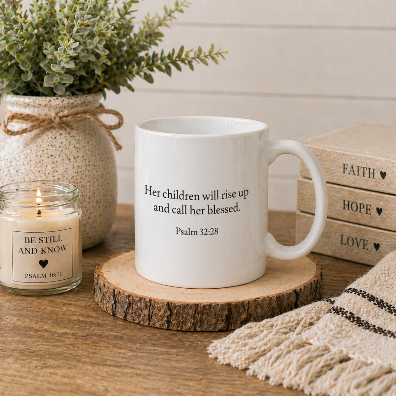 Blessed Mom Hydrangea Mug | Christian Gift, Bible Verse Coffee Cup product thumbnail image