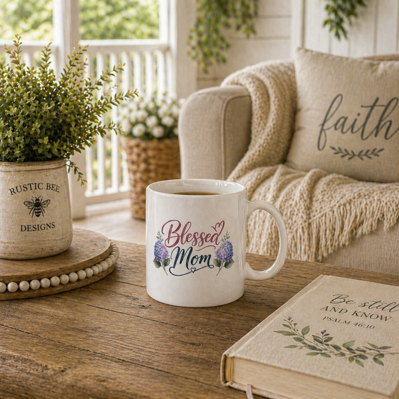 Blessed Mom Hydrangea Mug | Christian Gift, Bible Verse Coffee Cup product thumbnail image Blessed Mom Hydrangea Mug | Christian Gift, Bible Verse Coffee Cup product thumbnail image
