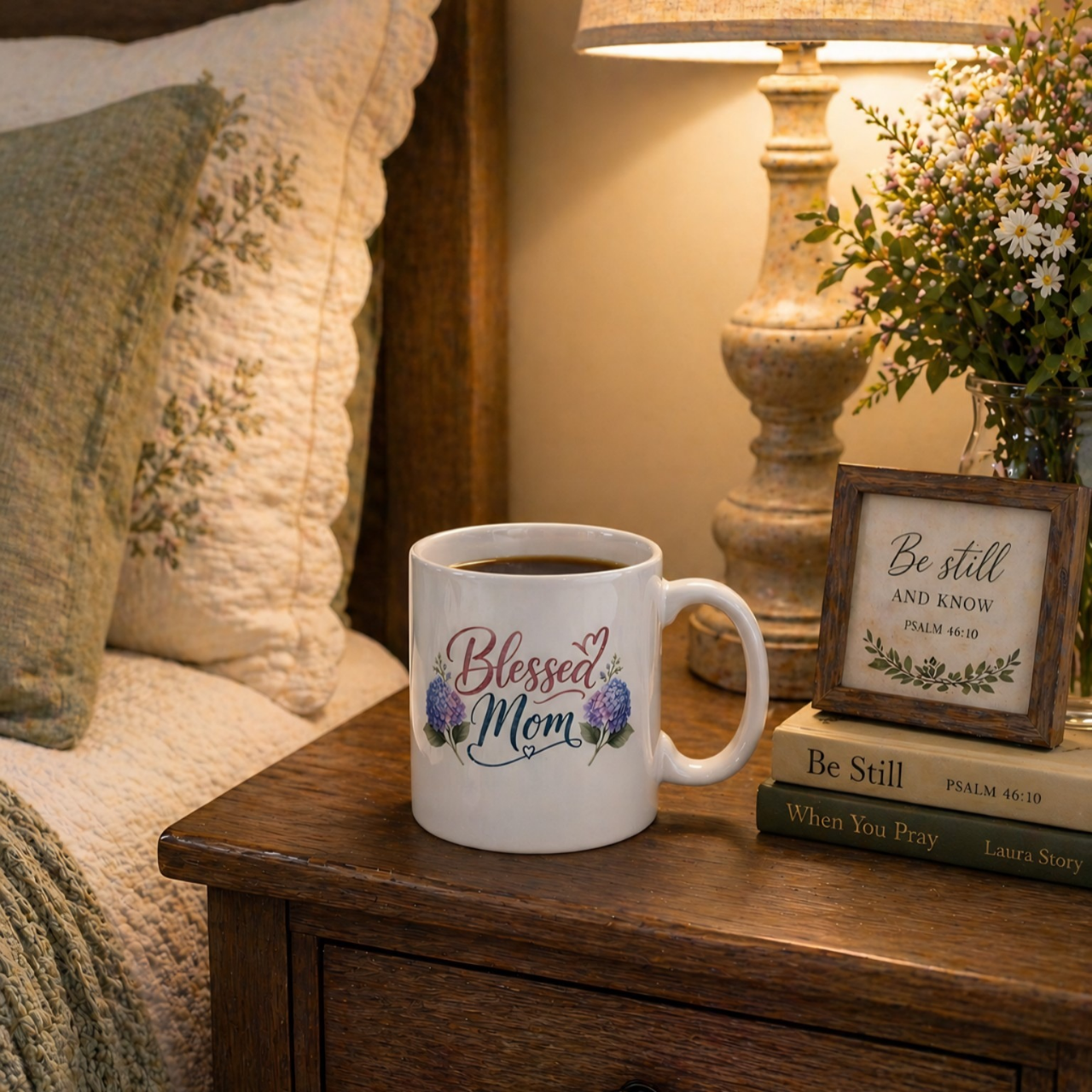 Blessed Mom Hydrangea Mug | Christian Gift, Bible Verse Coffee Cup product thumbnail image Blessed Mom Hydrangea Mug | Christian Gift, Bible Verse Coffee Cup product thumbnail image