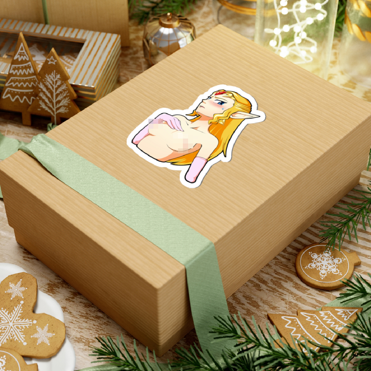 Anime Elf Pin-Up Kiss-Cut Sticker product thumbnail image