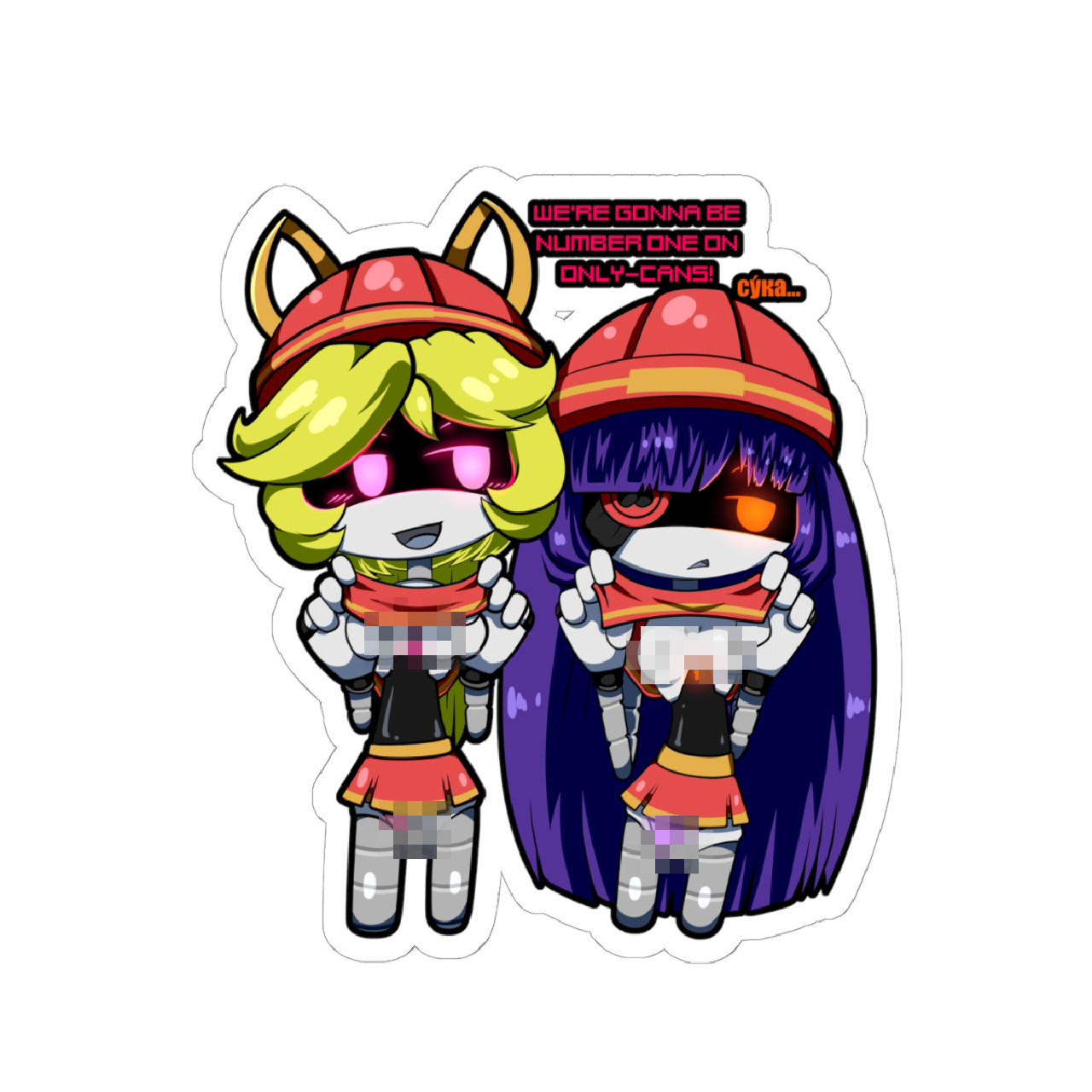 Anime Chibi Cyber Girls Kiss-Cut Sticker — 'We're Gonna Be Number One on Only-Cans' product thumbnail image Anime Chibi Cyber Girls Kiss-Cut Sticker — 'We're Gonna Be Number One on Only-Cans' product thumbnail image