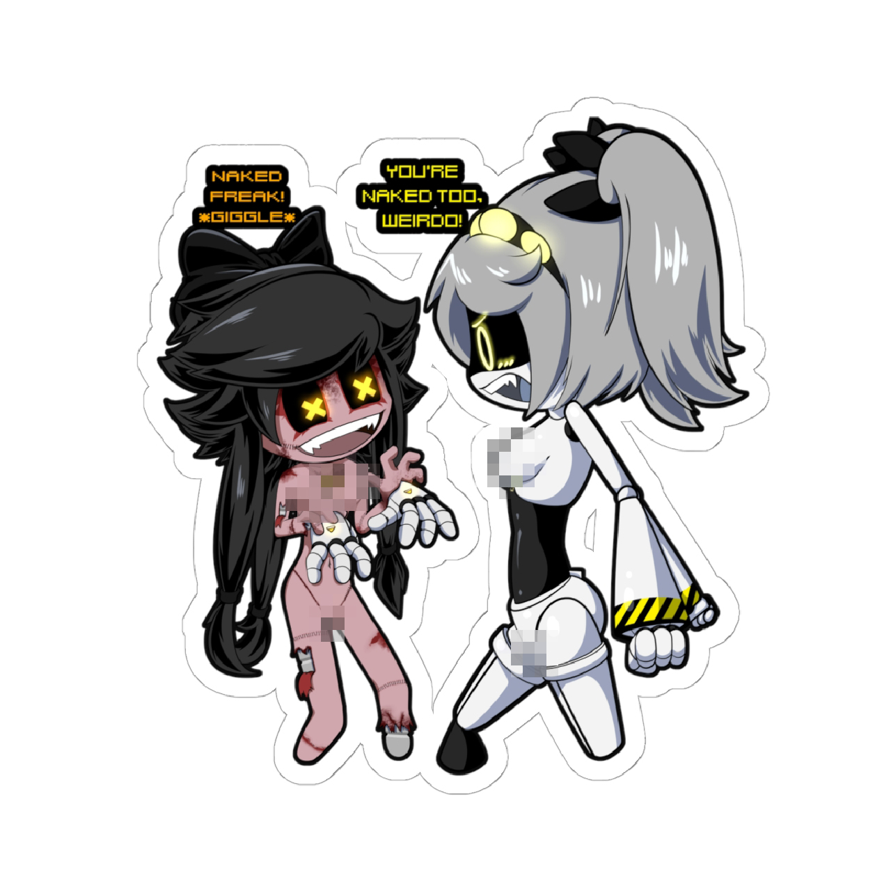 Cute Creepy Anime-Style Kiss-Cut Sticker — “You’re Naked Too, Weirdo”