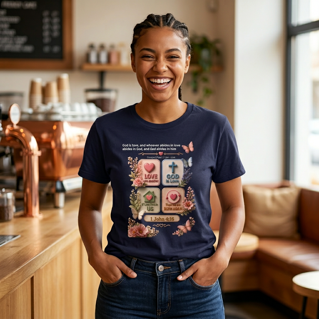 Ladies I John 4:16 - Abide in God's Love Christian T-Shirt