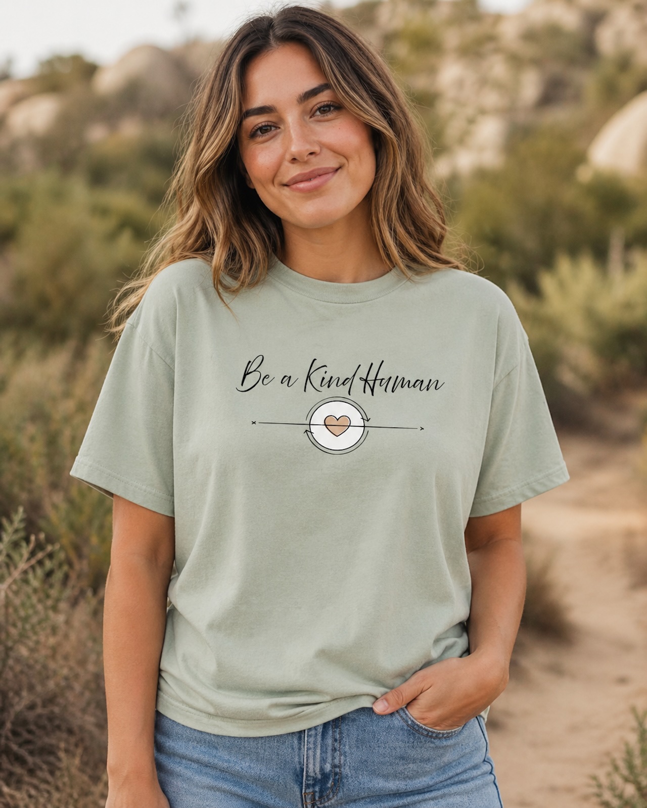 Be a Kind Human Tee, Minimalist Kindness Tee product thumbnail image Be a Kind Human Tee, Minimalist Kindness Tee product thumbnail image