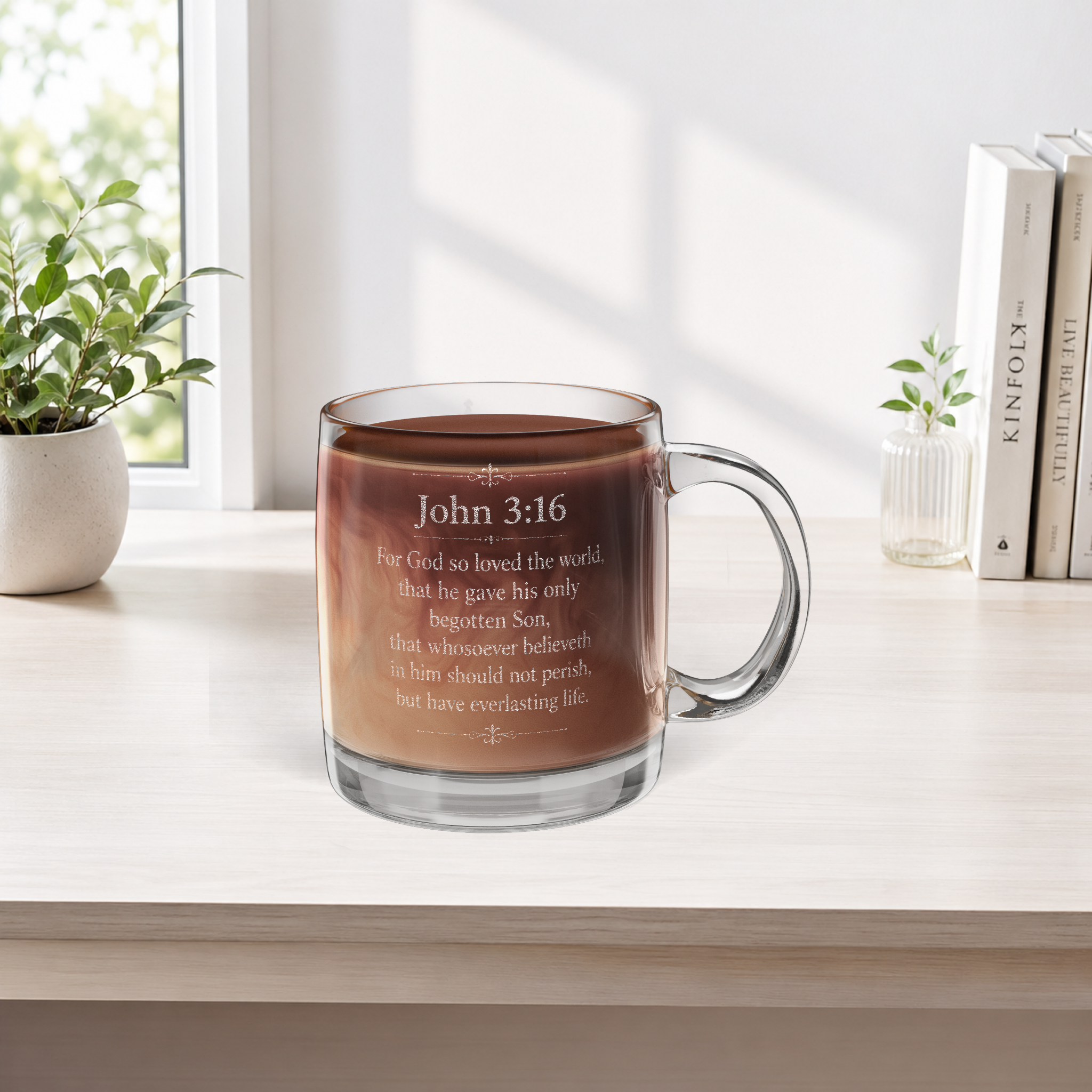 Customizable Glass Coffee Mug (Engraving)
