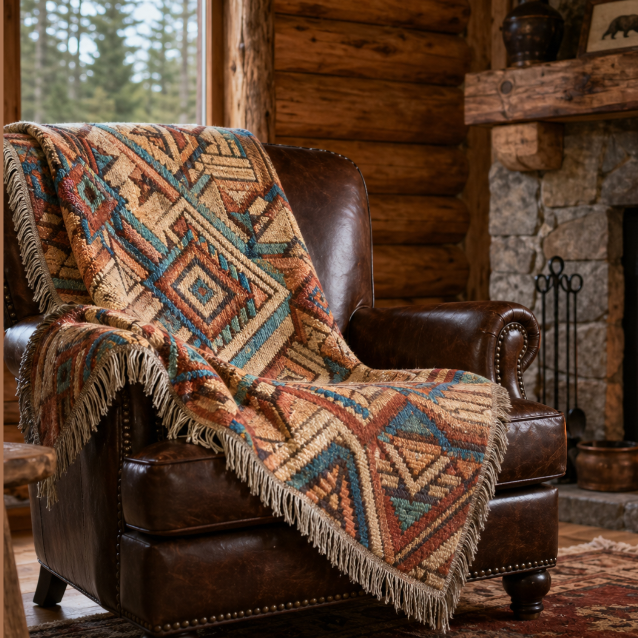 Southwestern Diamond Woven Blanket – Boho Aztec Throw for Living Room, Cabin &amp; Gift product thumbnail image