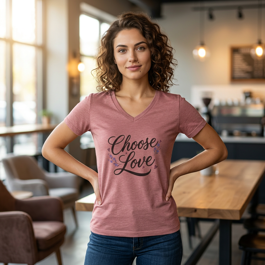 "Choose Love" T-Shirt - strong Inspirational Message Ladies' V-neck Tee product thumbnail image