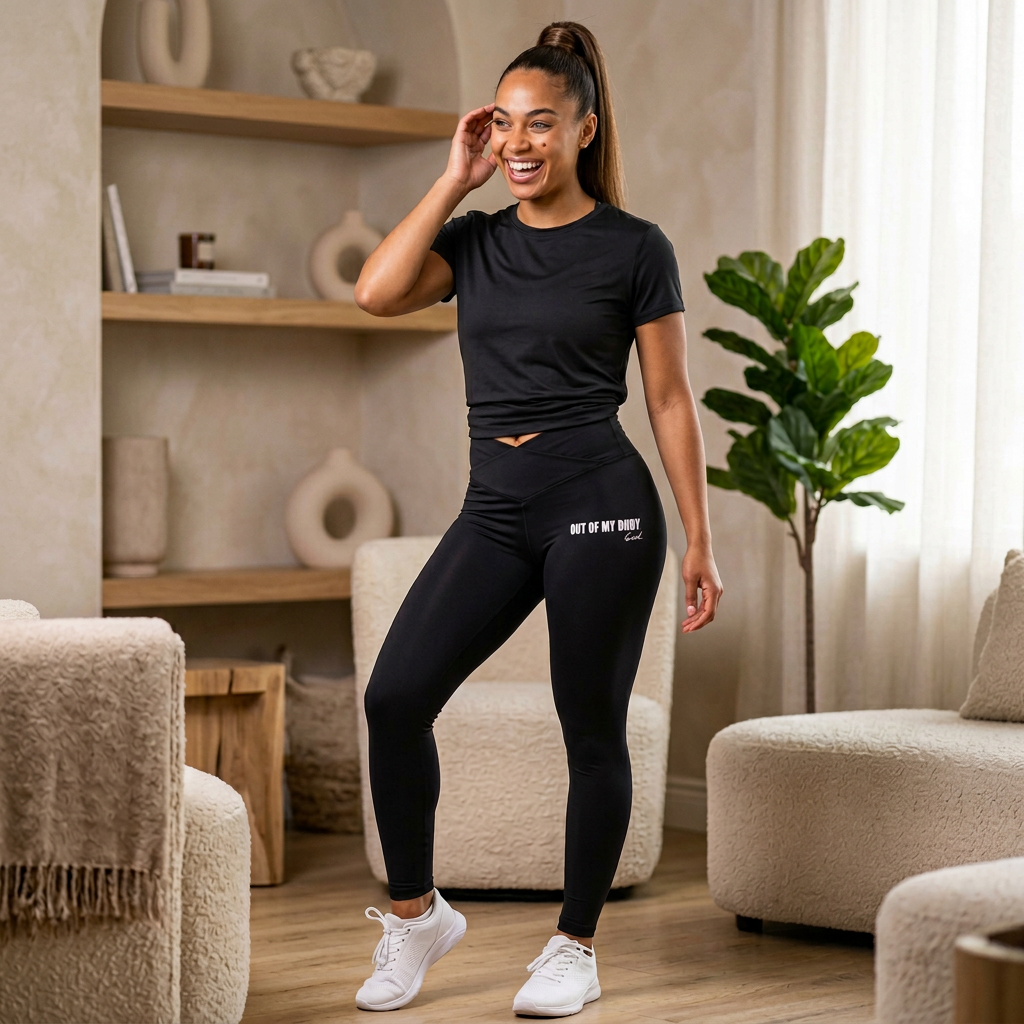 Women’s Luxe Leggings — Minimal White Logo High-Waist Activewear