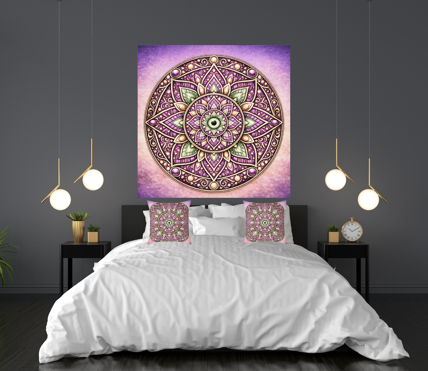 Mandala Silk Poster with Hidden Evil Eye — Vibrant Purple & Gold Meditation Wall Art (Indoor/Outdoor) product thumbnail image Mandala Silk Poster with Hidden Evil Eye — Vibrant Purple & Gold Meditation Wall Art (Indoor/Outdoor) product thumbnail image