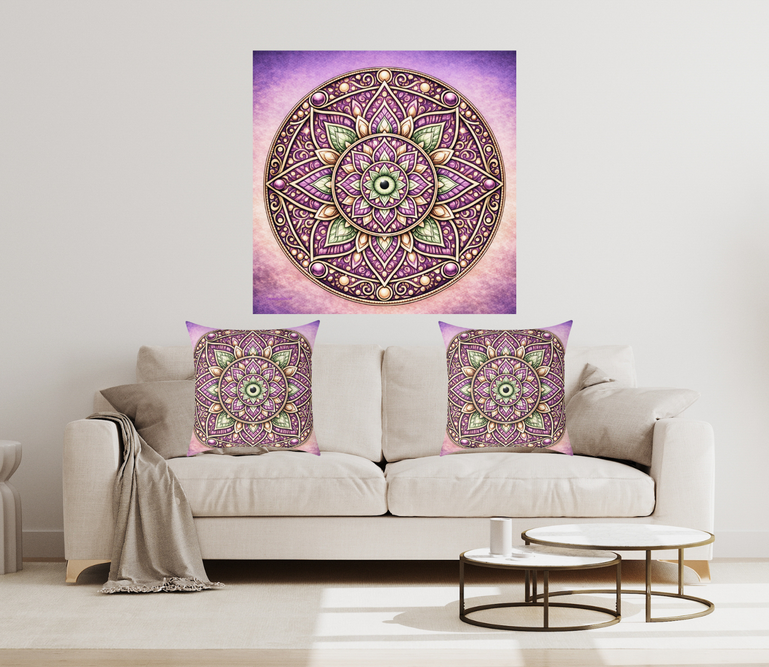 Mandala Silk Poster with Hidden Evil Eye — Vibrant Purple & Gold Meditation Wall Art (Indoor/Outdoor) product thumbnail image Mandala Silk Poster with Hidden Evil Eye — Vibrant Purple & Gold Meditation Wall Art (Indoor/Outdoor) product thumbnail image