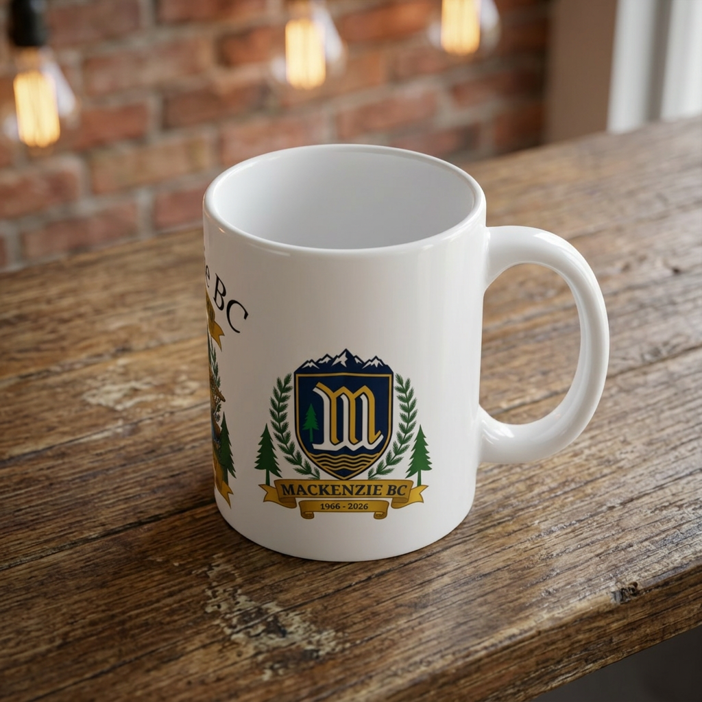 Mackenzie BC 60th Anniversary Ceramic Mug — “60 Years and Still Crushin' It! 1966–2026” product thumbnail image Mackenzie BC 60th Anniversary Ceramic Mug — “60 Years and Still Crushin' It! 1966–2026” product thumbnail image