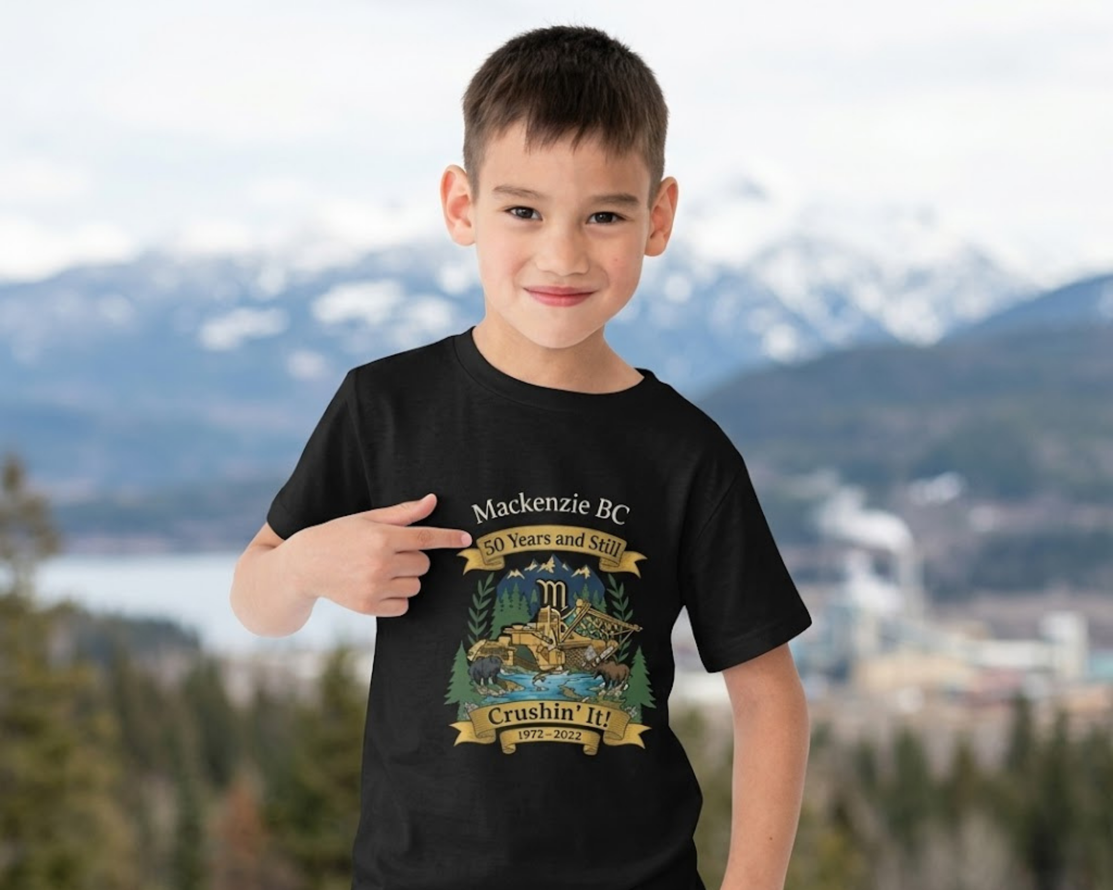 Kids T-Shirt — Mackenzie BC '60 Years and Still Crushin' It' Retro Camp Graphic