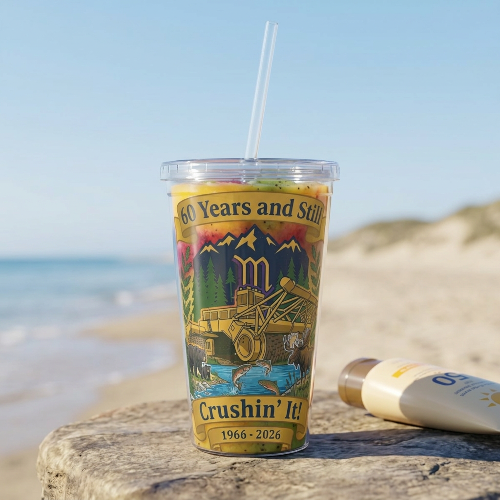 60 Years and Still Crushin' It Tumbler — 1966–2026 Anniversary Plastic Tumbler with Straw product thumbnail image