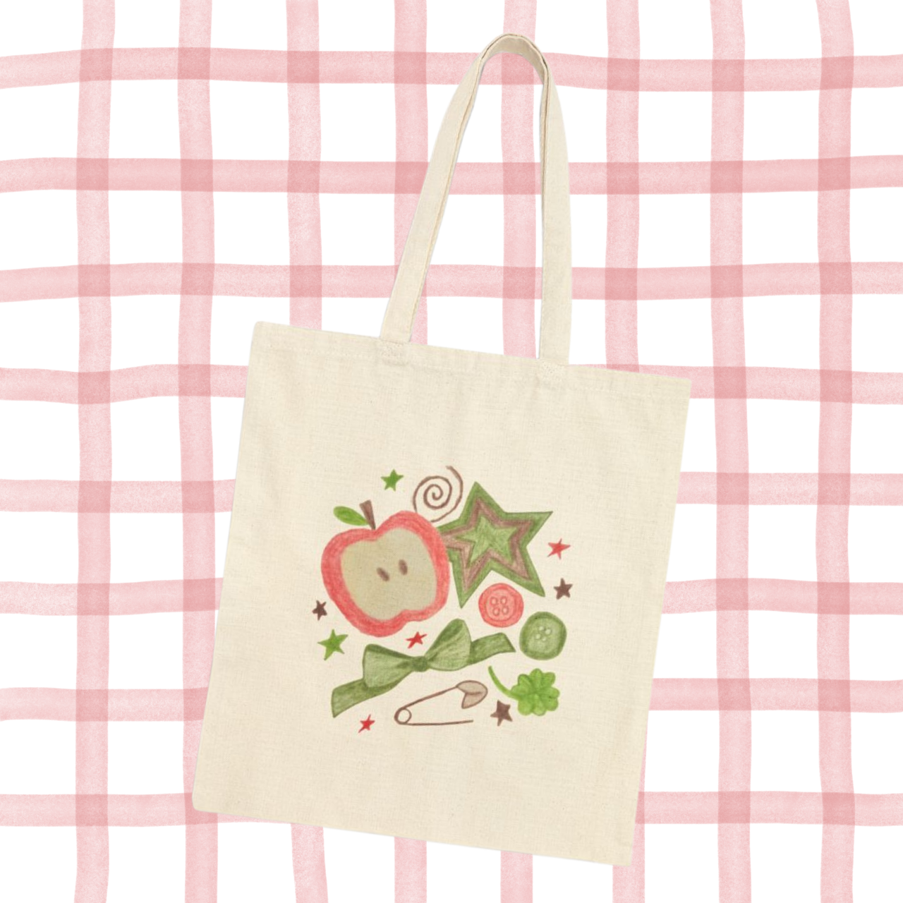 Clutter Doodle Juminocore Igari Style Print Cotton Canvas Tote Bag