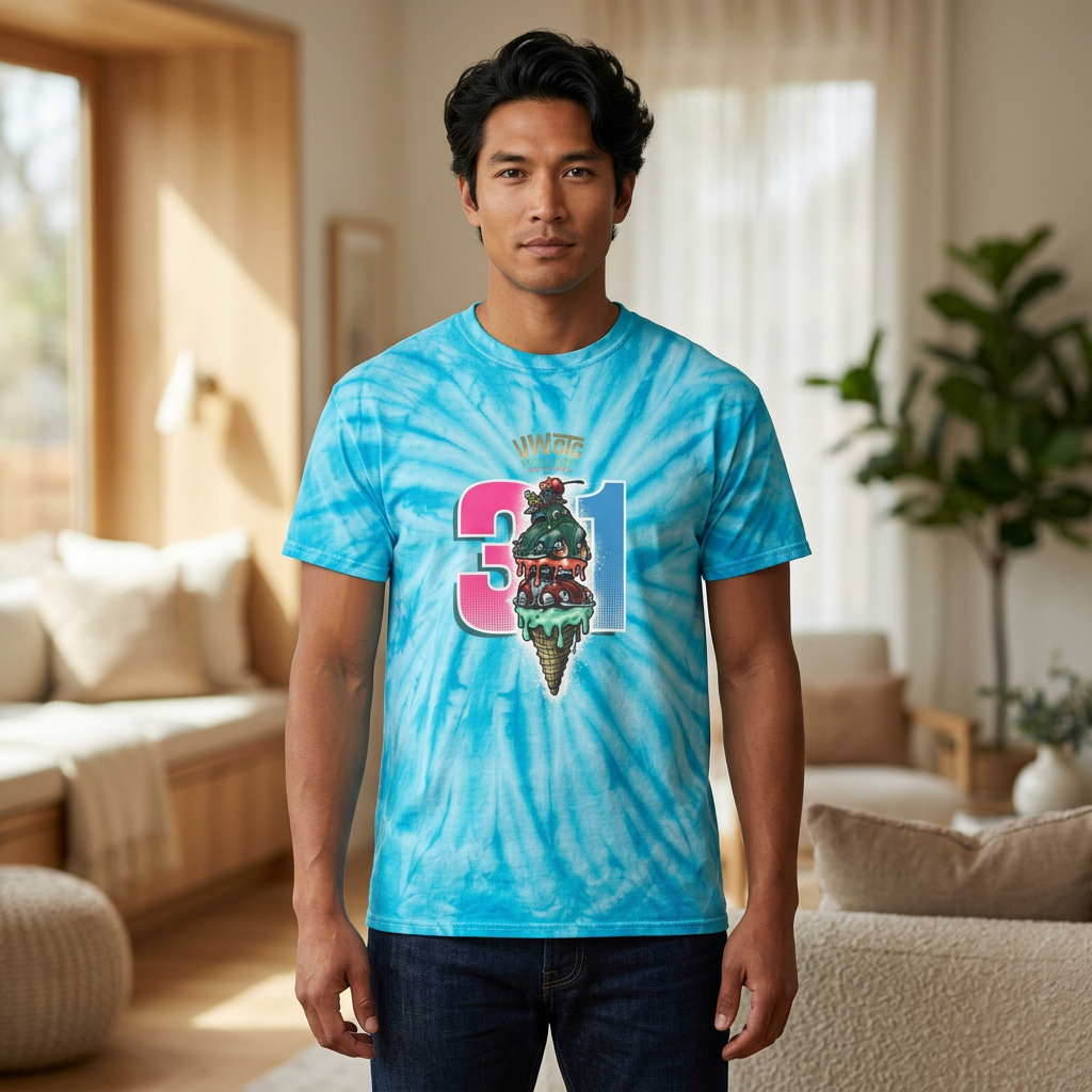 Tie-Dye Tee with VWs on the Green '31' Ice Cream Beetle Graphic product thumbnail image Tie-Dye Tee with VWs on the Green '31' Ice Cream Beetle Graphic product thumbnail image