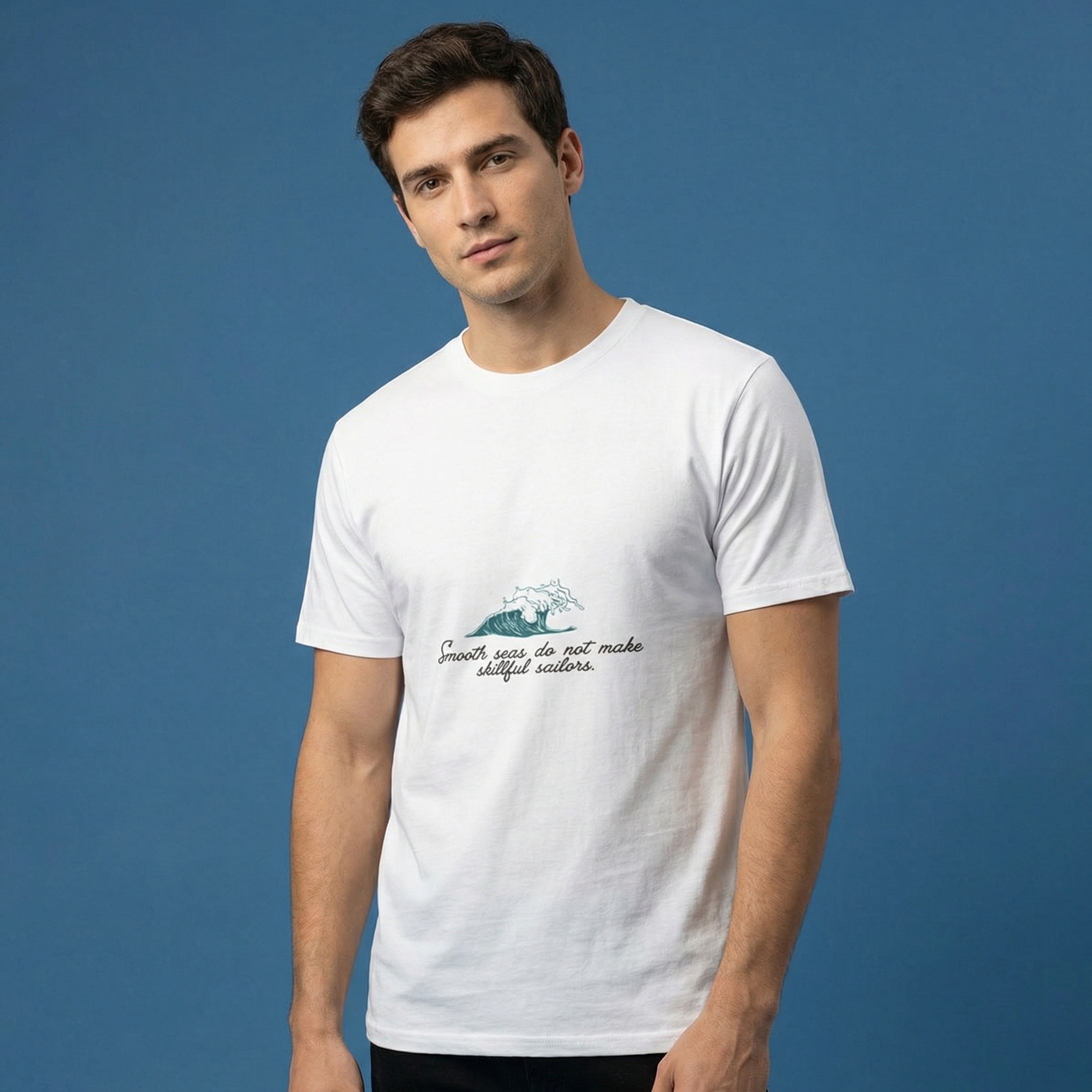 T‑Shirt "Smooth seas do not make skillful sailors" — Nautical Wave Graphic product thumbnail image