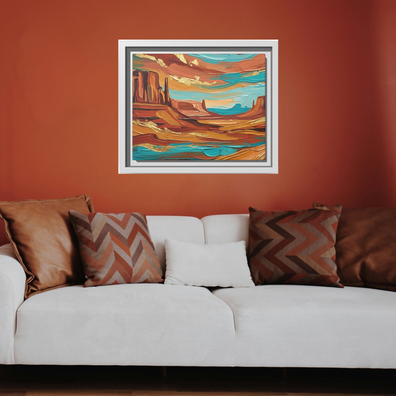 Desert Sunset Framed Canvas Art — Abstract Southwestern Landscape product thumbnail image
