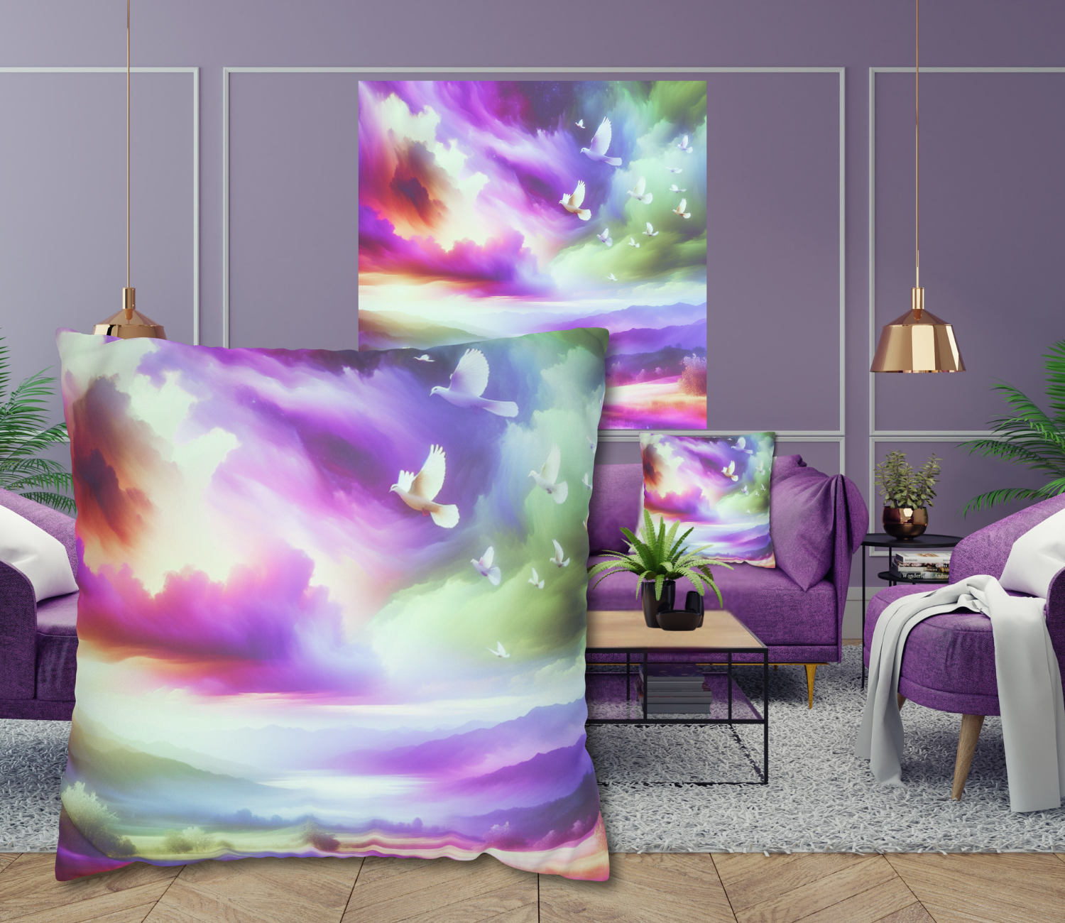 Throw Pillow – Dawn of the New Frequency (Soft‑Touch Home Décor) product thumbnail image