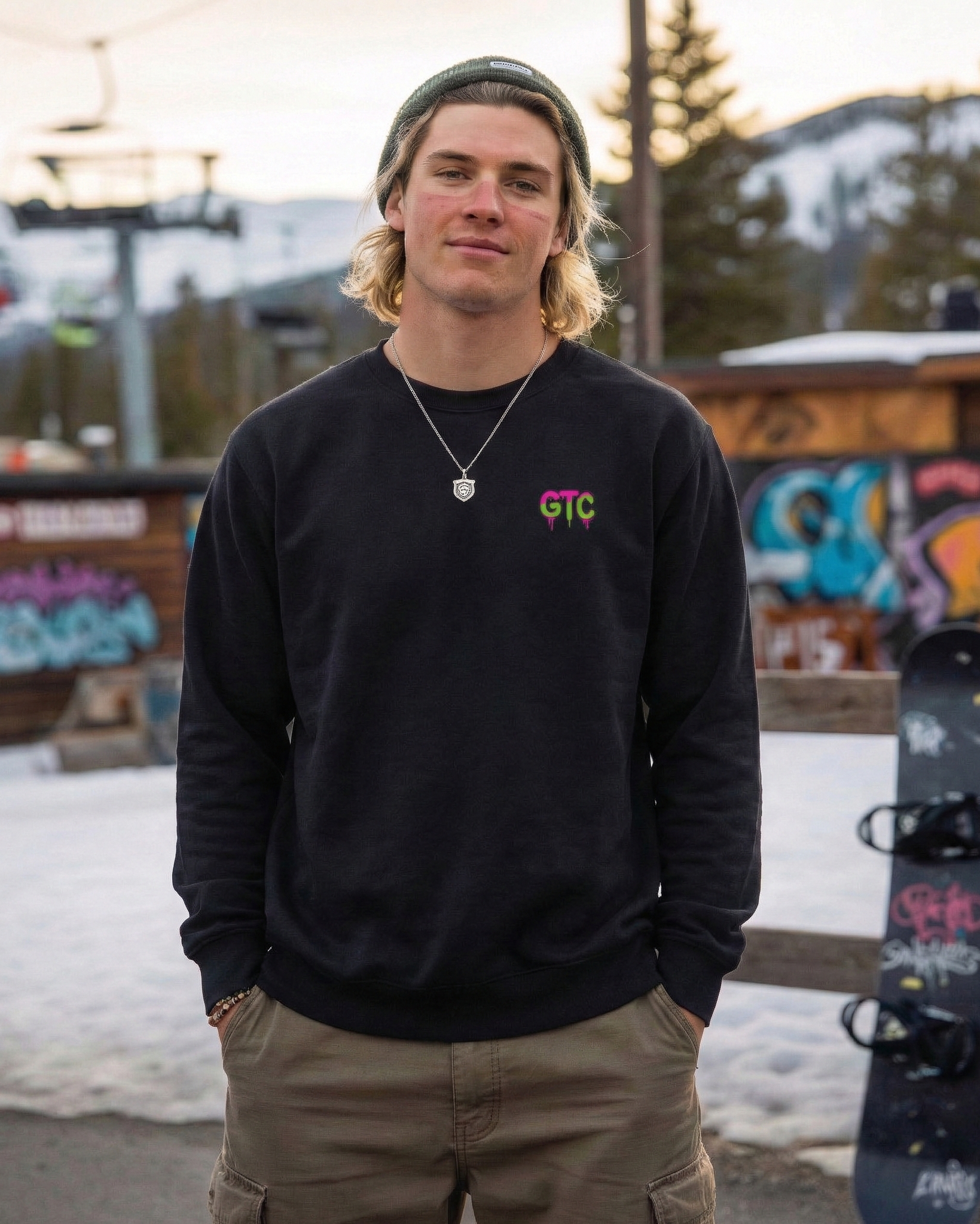 Shred 'Til Dead" | Neon Drip Graphic Crewneck product thumbnail image