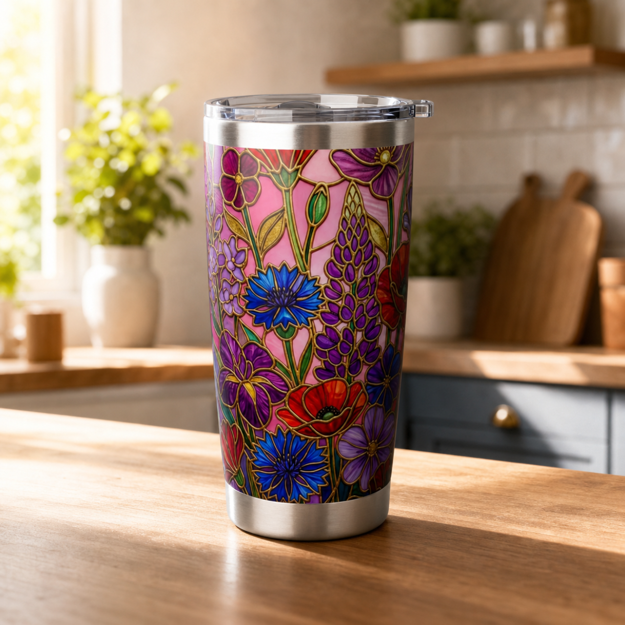 Floral Stained Glass 20oz Tumbler — Colorful Vagabond Travel Mug product thumbnail image Floral Stained Glass 20oz Tumbler — Colorful Vagabond Travel Mug product thumbnail image