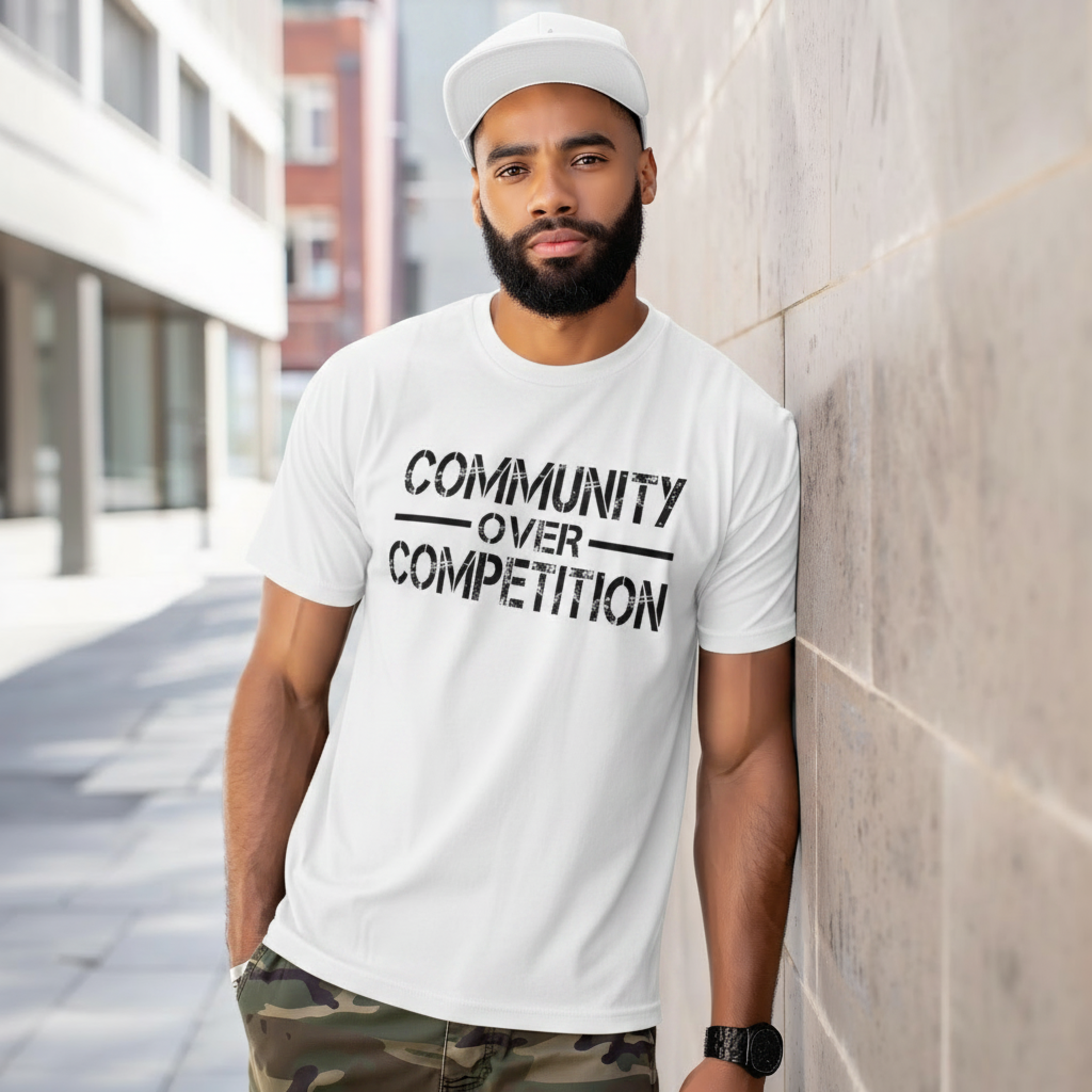 "Community Over Competition" T-Shirt | Unity Shirt for Real Estate Professionals – White, 2XL