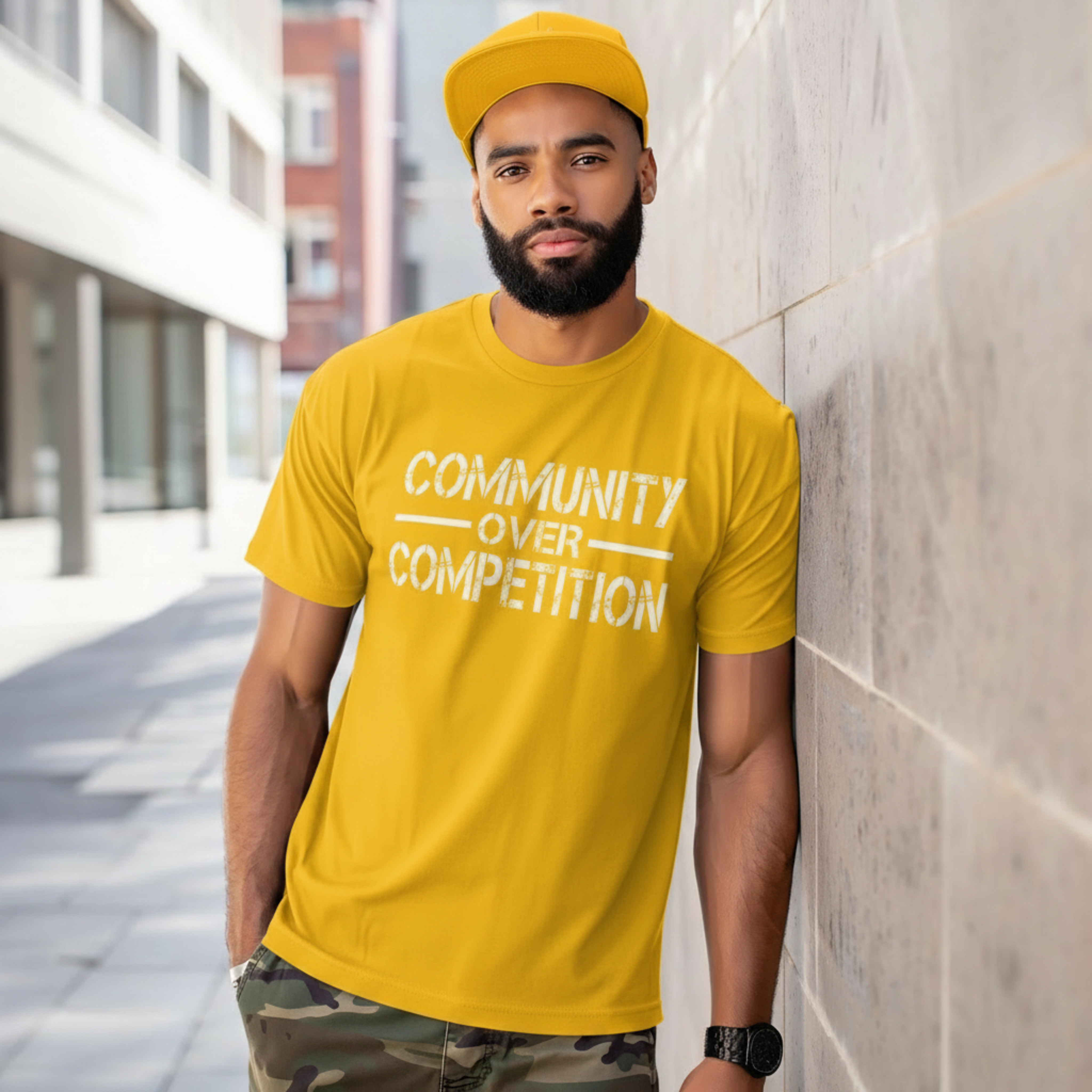 "Community Over Competition" T-Shirt | Unity Shirt for Real Estate Professionals – Gold, 2XL