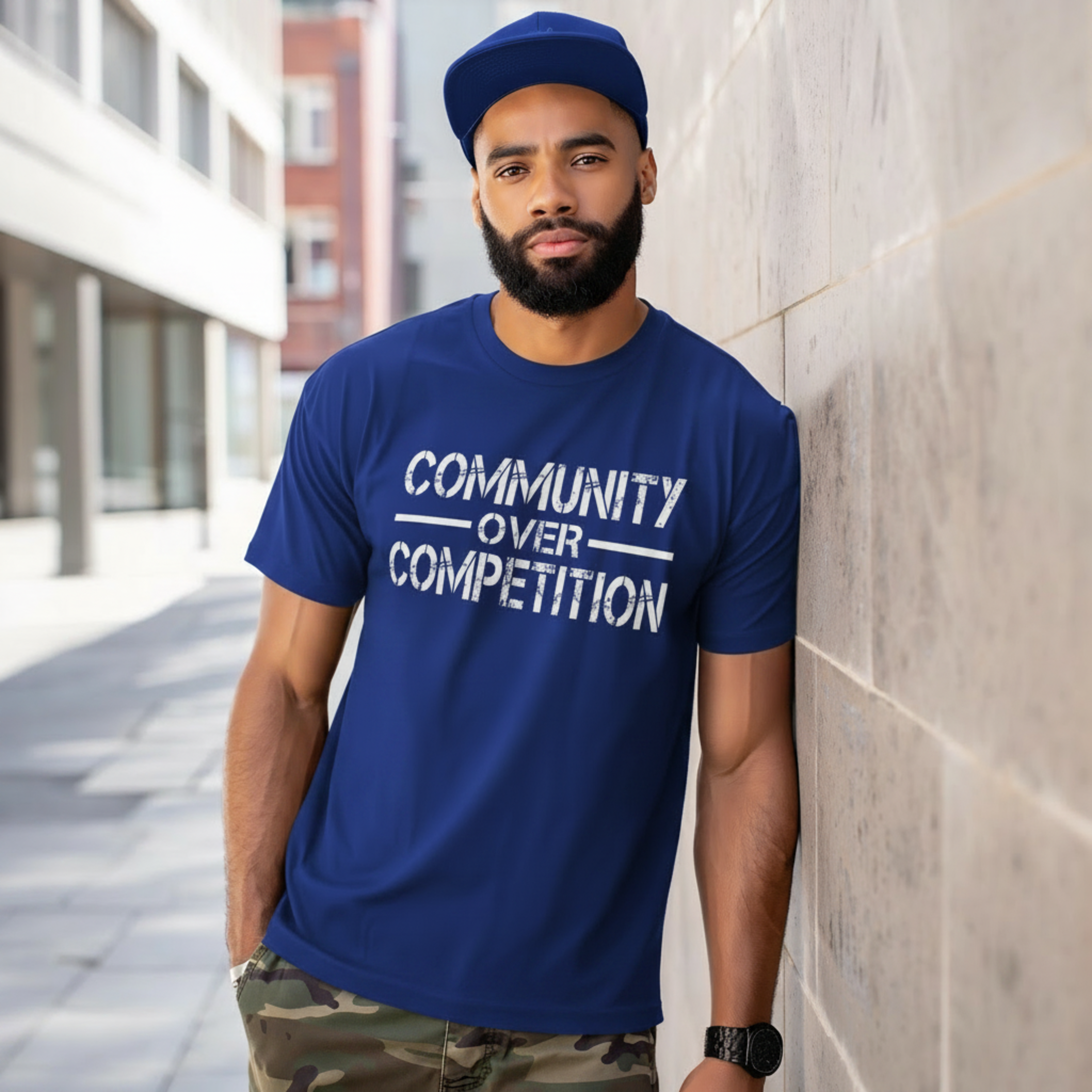 "Community Over Competition" T-Shirt | Unity Shirt for Real Estate Professionals – Royal, XL