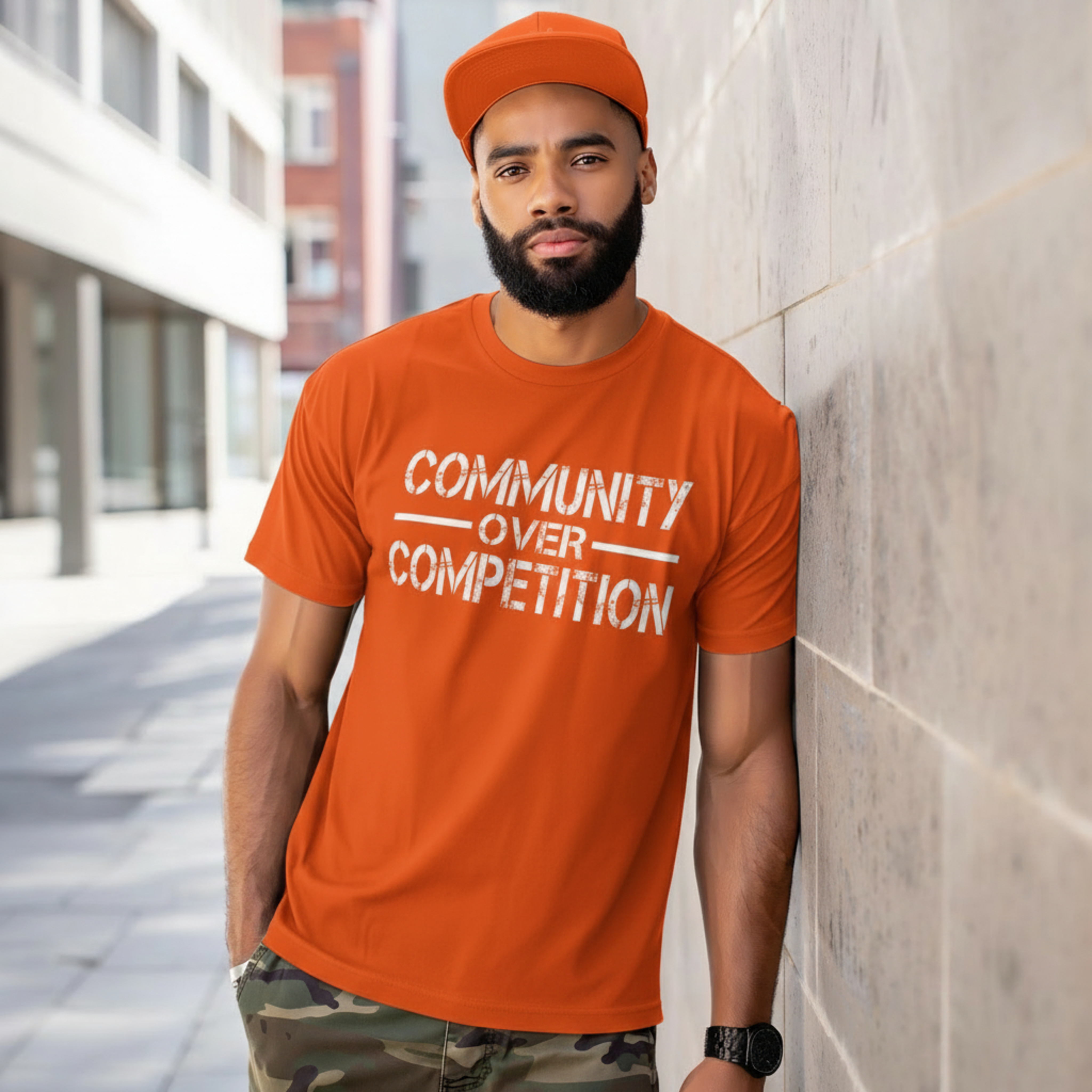 "Community Over Competition" T-Shirt | Unity Shirt for Real Estate Professionals – Orange, 2XL