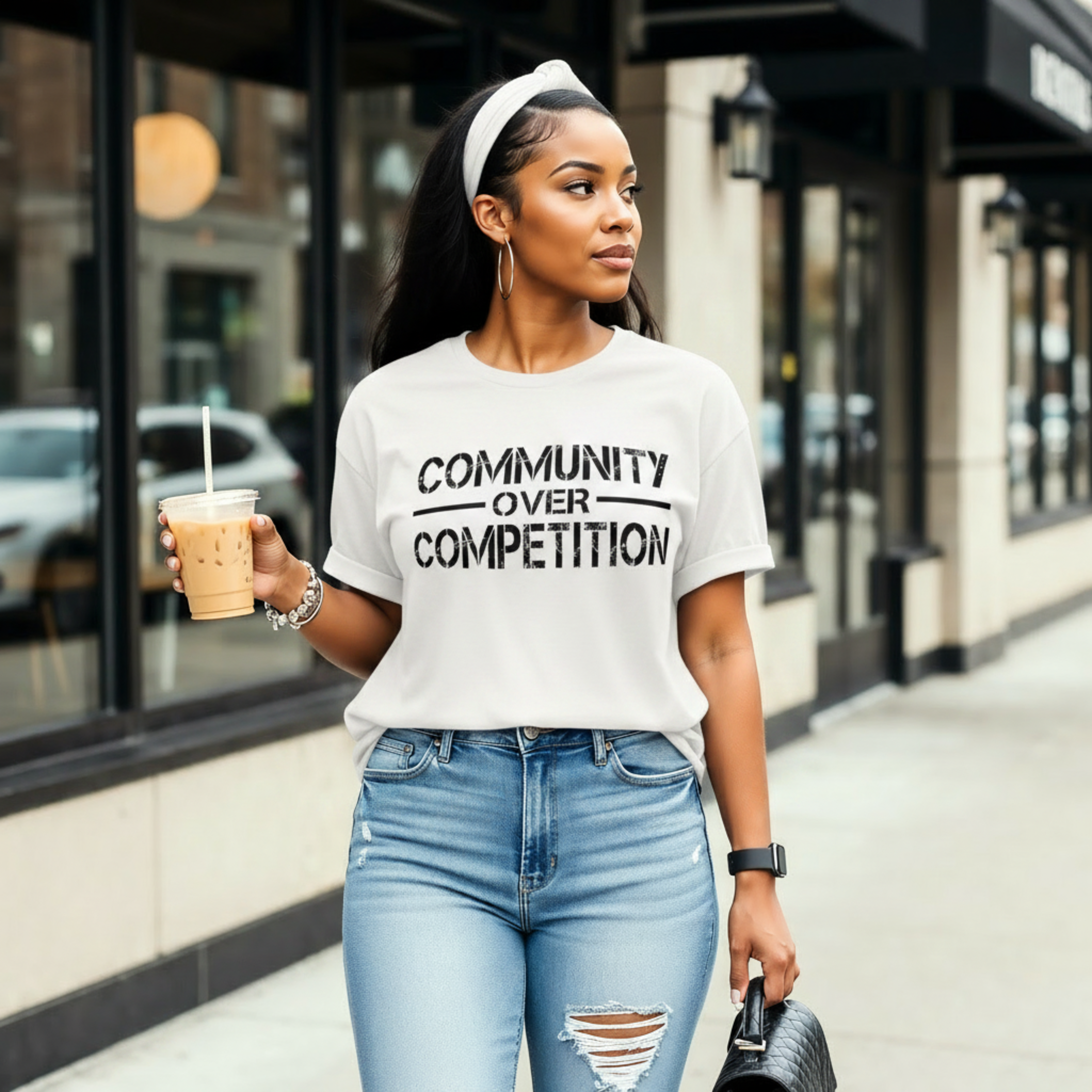 "Community Over Competition" T-Shirt | Unity Shirt for Real Estate Professionals – White, M