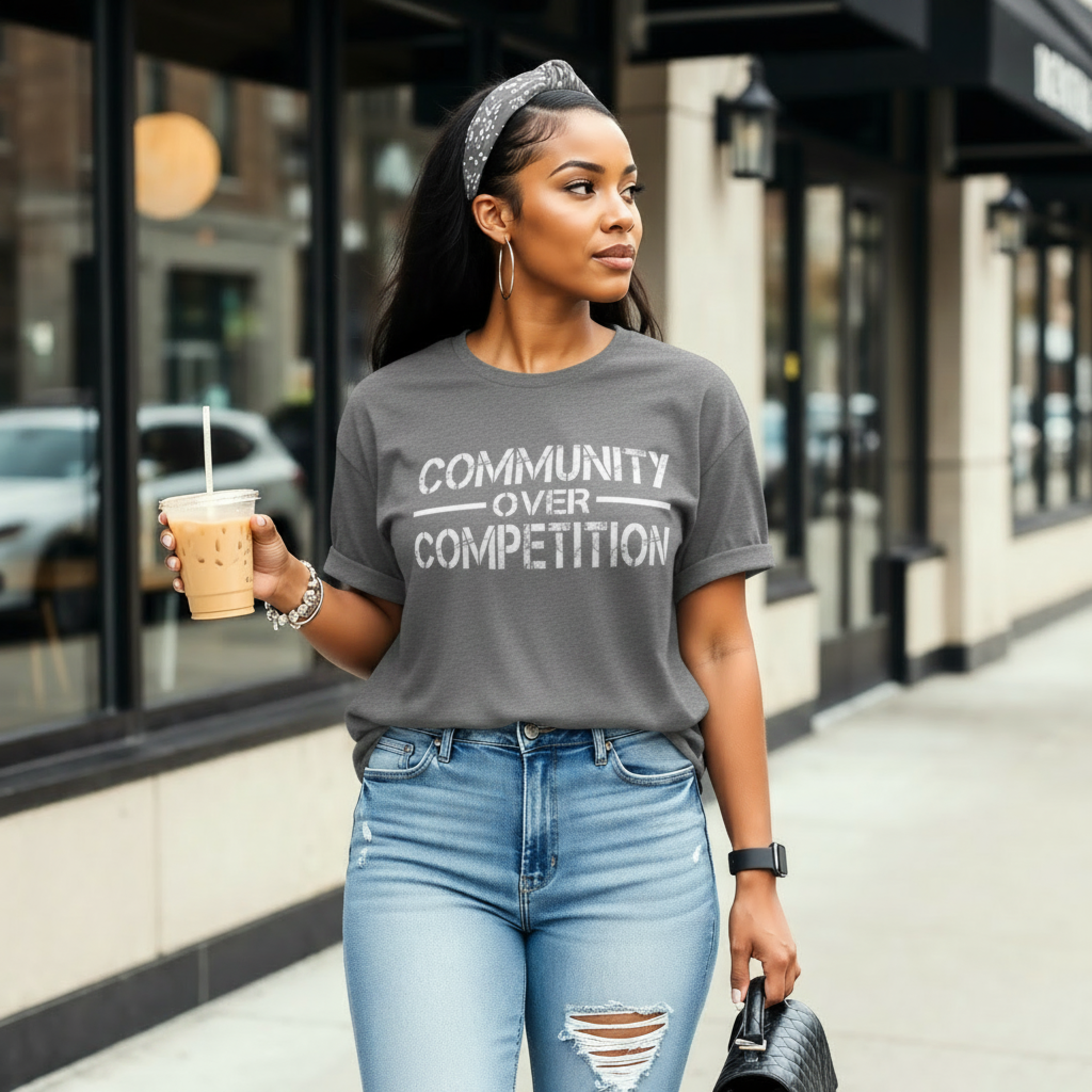 "Community Over Competition" T-Shirt | Unity Shirt for Real Estate Professionals – Sport Grey, S
