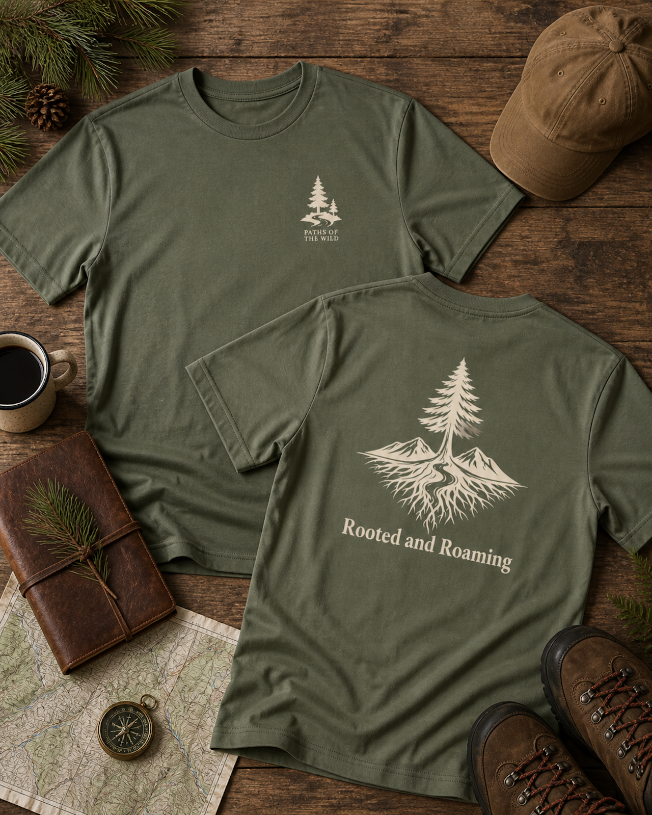 Rooted and Roaming T | nature hiking outdoors tee product thumbnail image