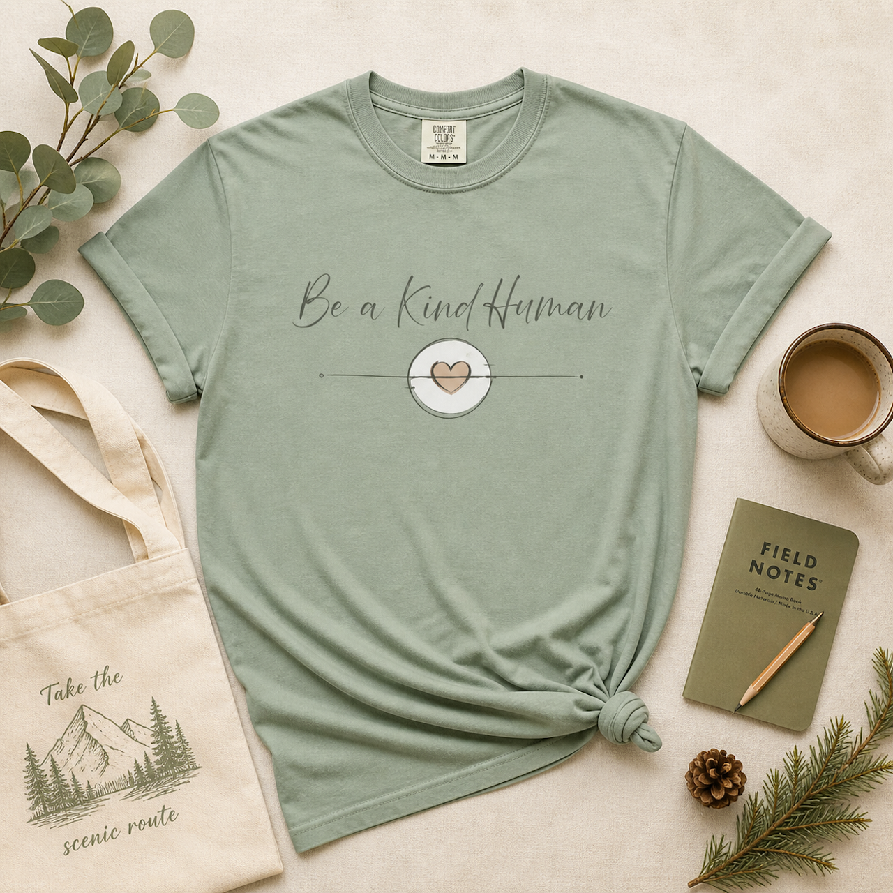 Be a Kind Human Tee, Minimalist Kindness Tee