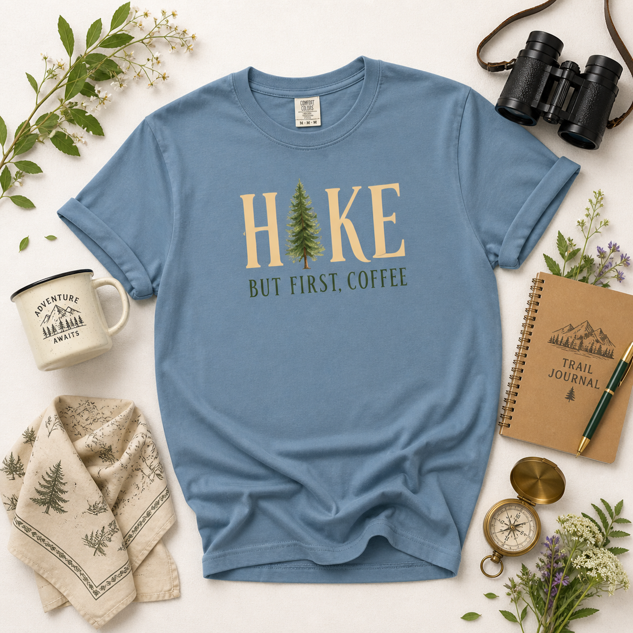 Hike But First Coffee Tee, Outdoor Graphic Tee product thumbnail image Hike But First Coffee Tee, Outdoor Graphic Tee product thumbnail image