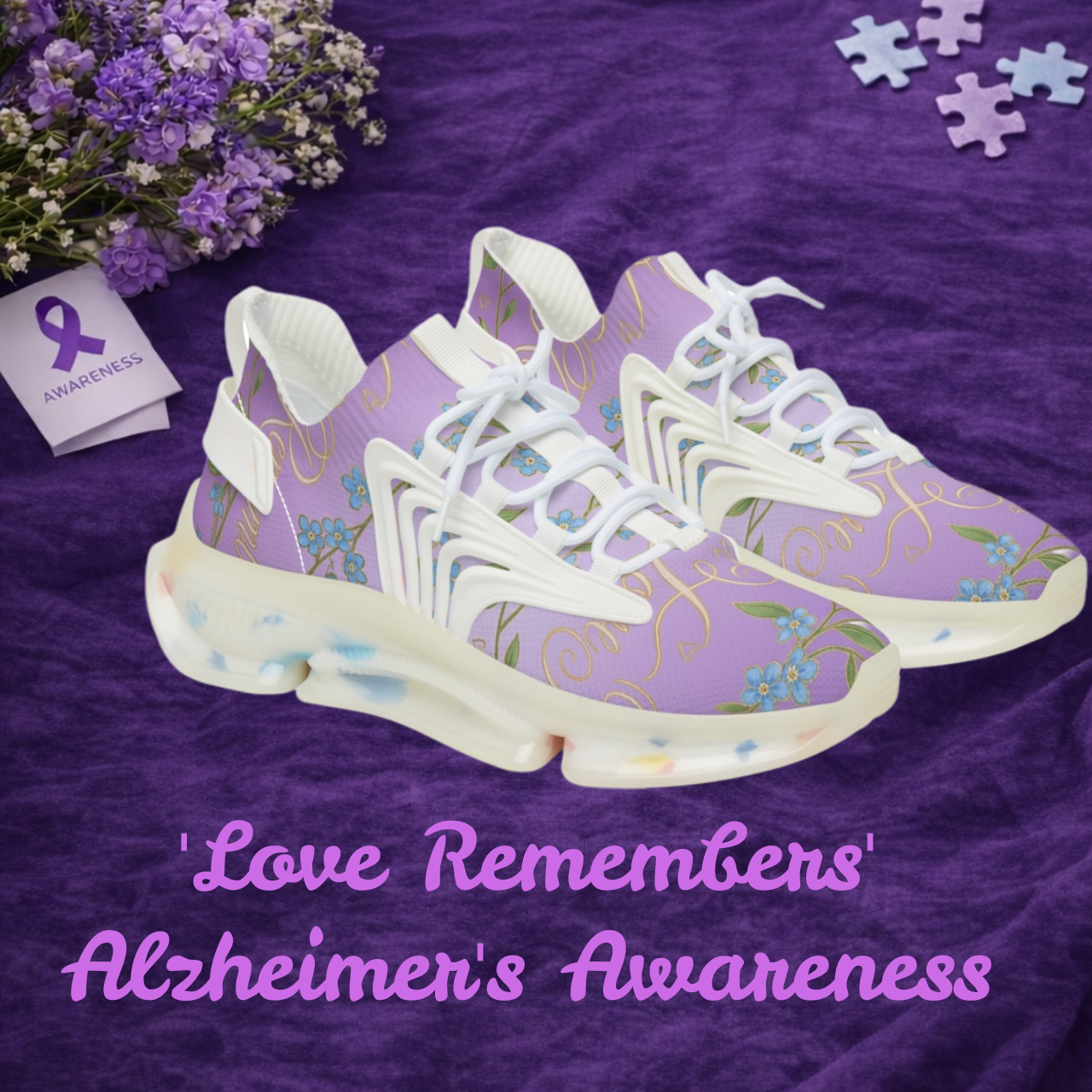 "Love Remembers" Women's Alzheimer's Awareness Mesh Sneakers