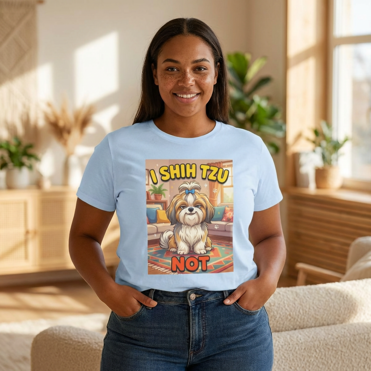 I Shih Tzu Not Illustrated Funny TShirt | Cute Shih Tzu Dog Cartoon Tee