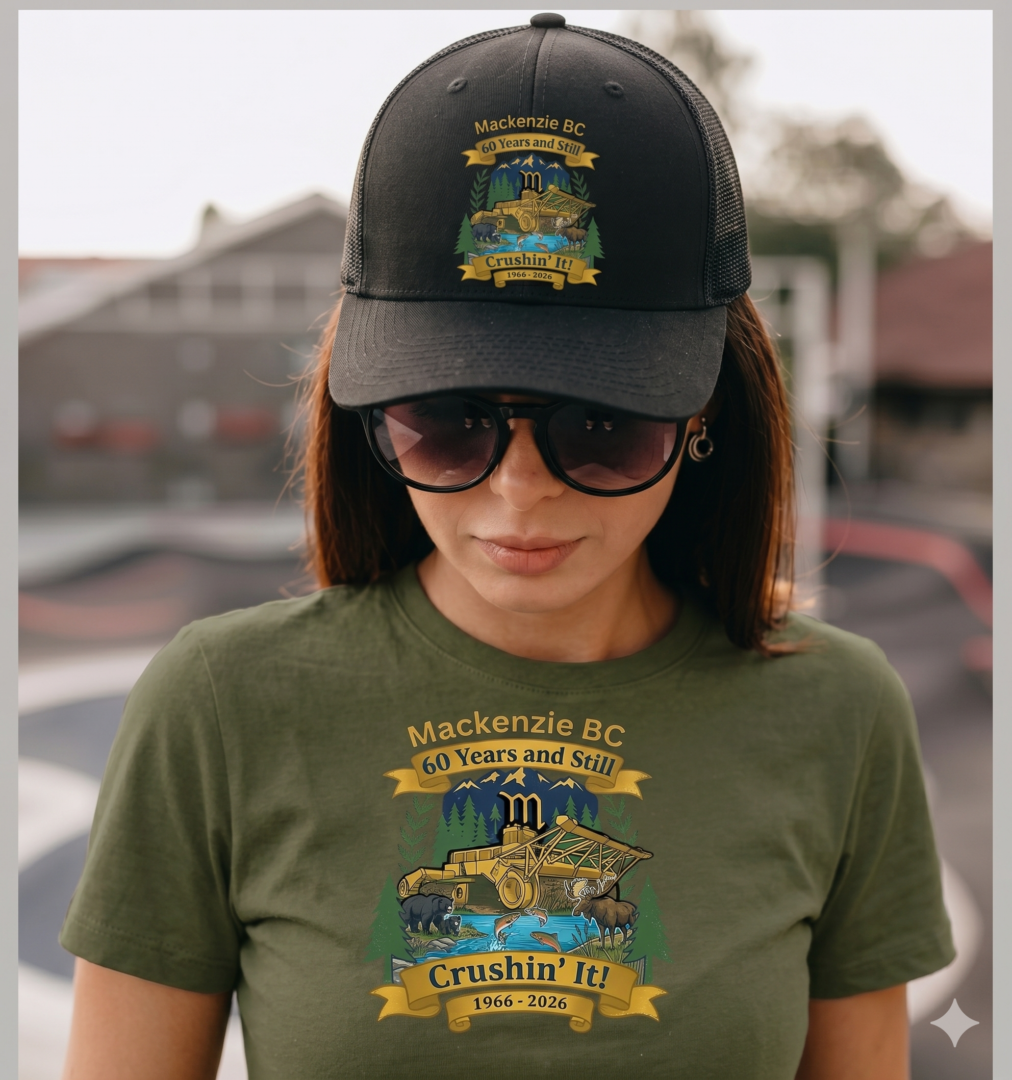 Retro Trucker Hat - 'Crushin' It' Vintage Camping Patch Cap product thumbnail image