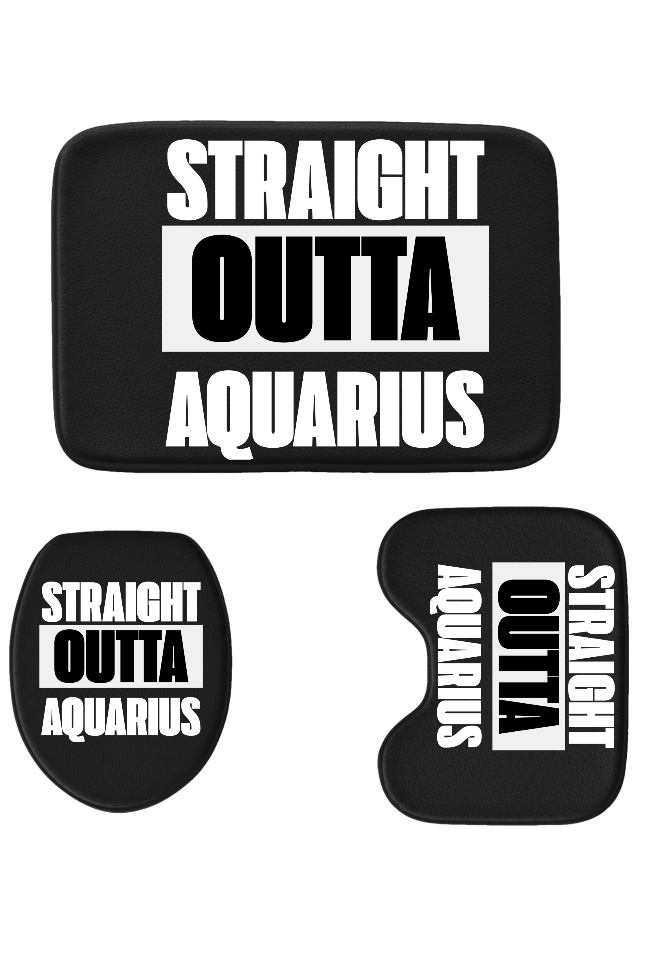 Zodiac Sign Toilet Three-Piece Set — “Protected by: Fuck Around and Find Out” Bathroom Mat &amp; Seat Cover