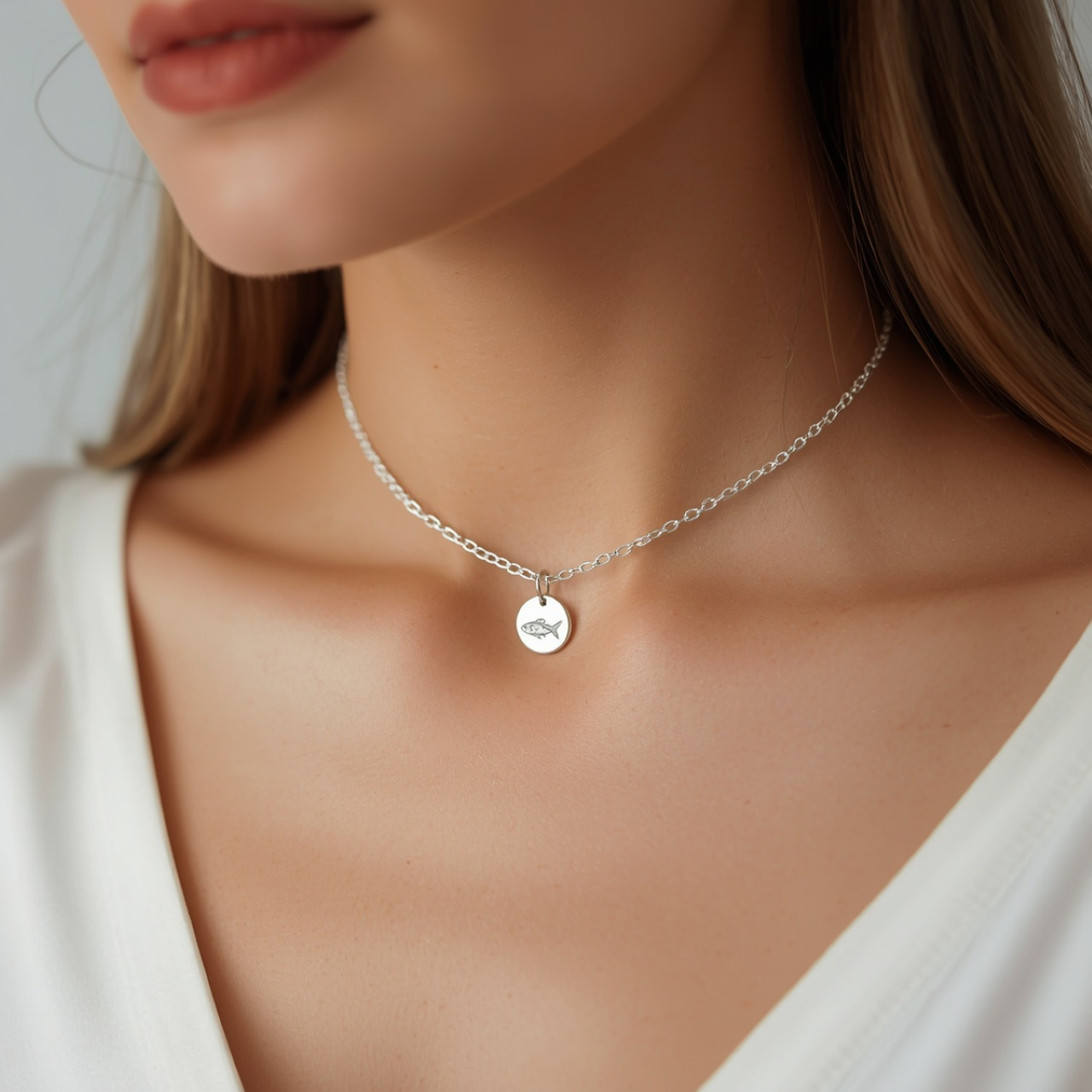 Mini Circle Engraved Evil Eye Necklace from The Honest Joke