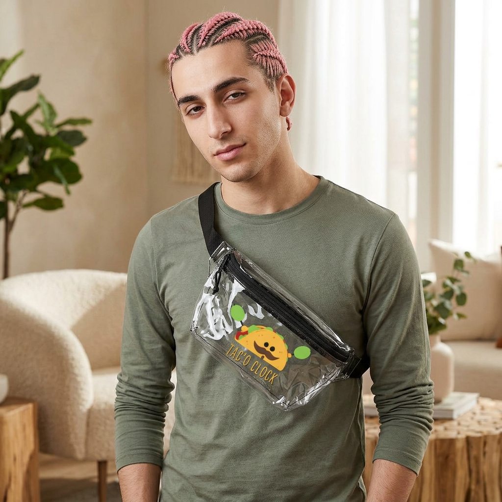 Transparent Fanny Pack — Taco O'Clock Clear Festival Belt Bag