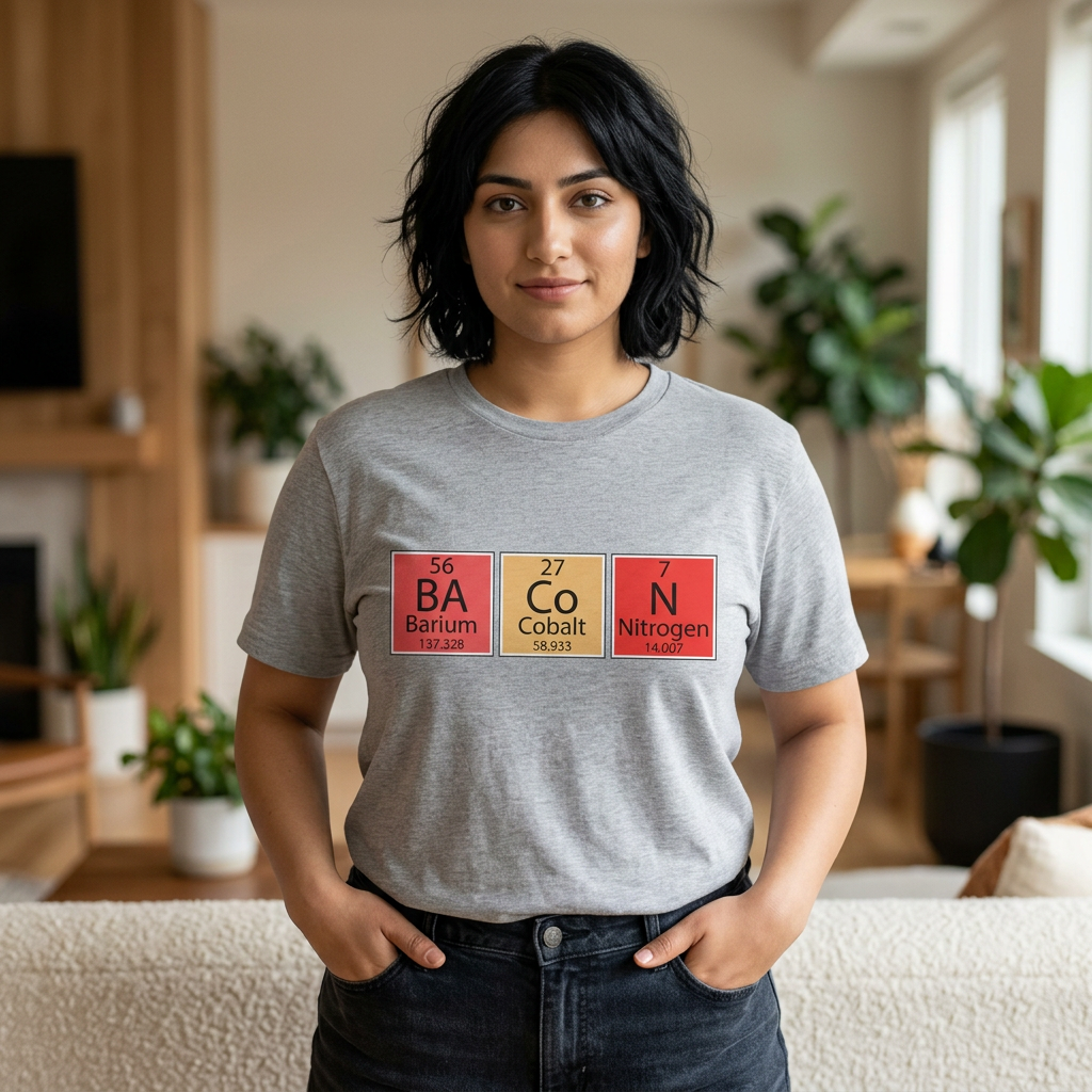 Bacon Periodic Table T‑Shirt — BA Co N Element Chemistry Humor Tee