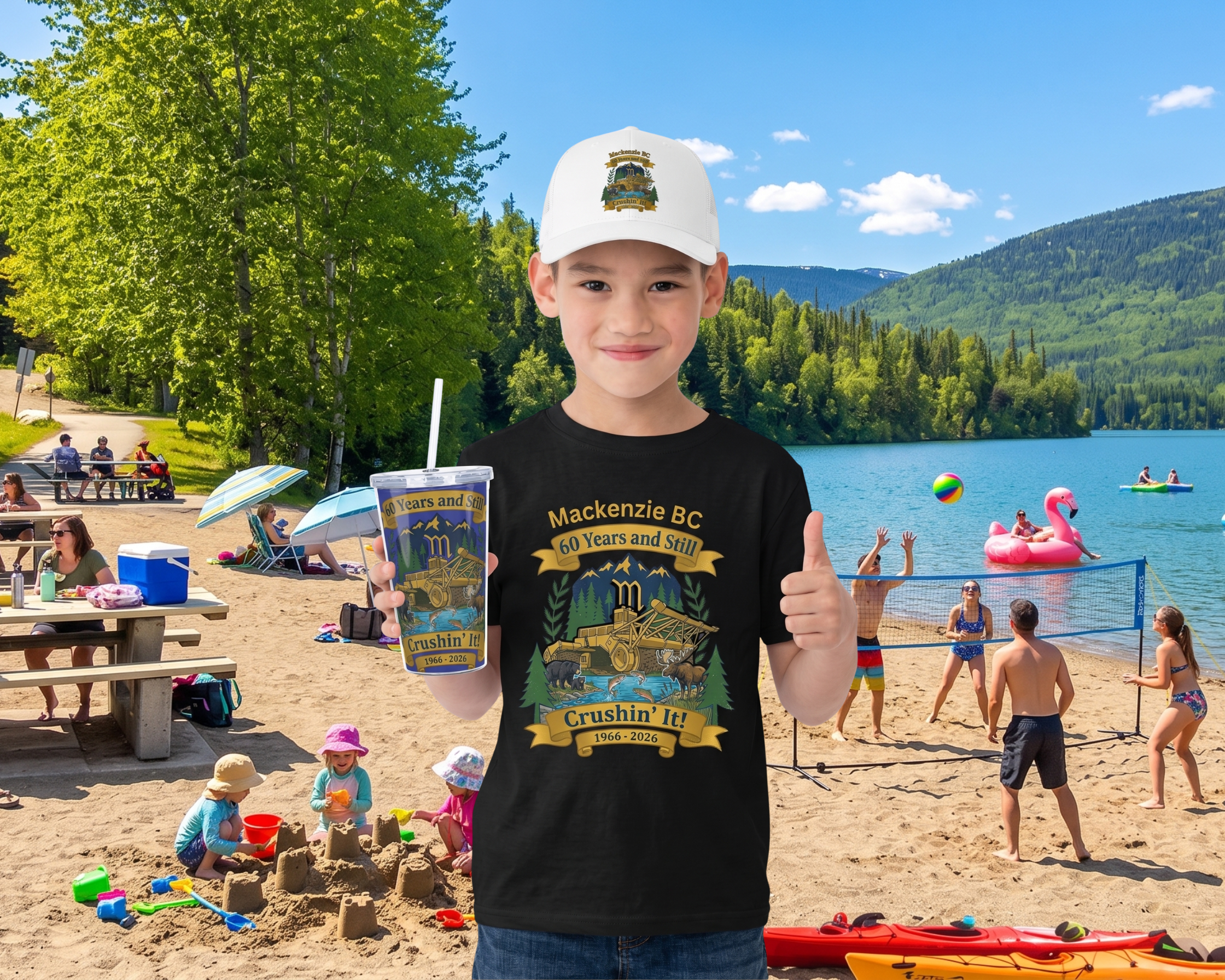 Kids T-Shirt — Mackenzie BC '60 Years and Still Crushin' It' Retro Camp Graphic